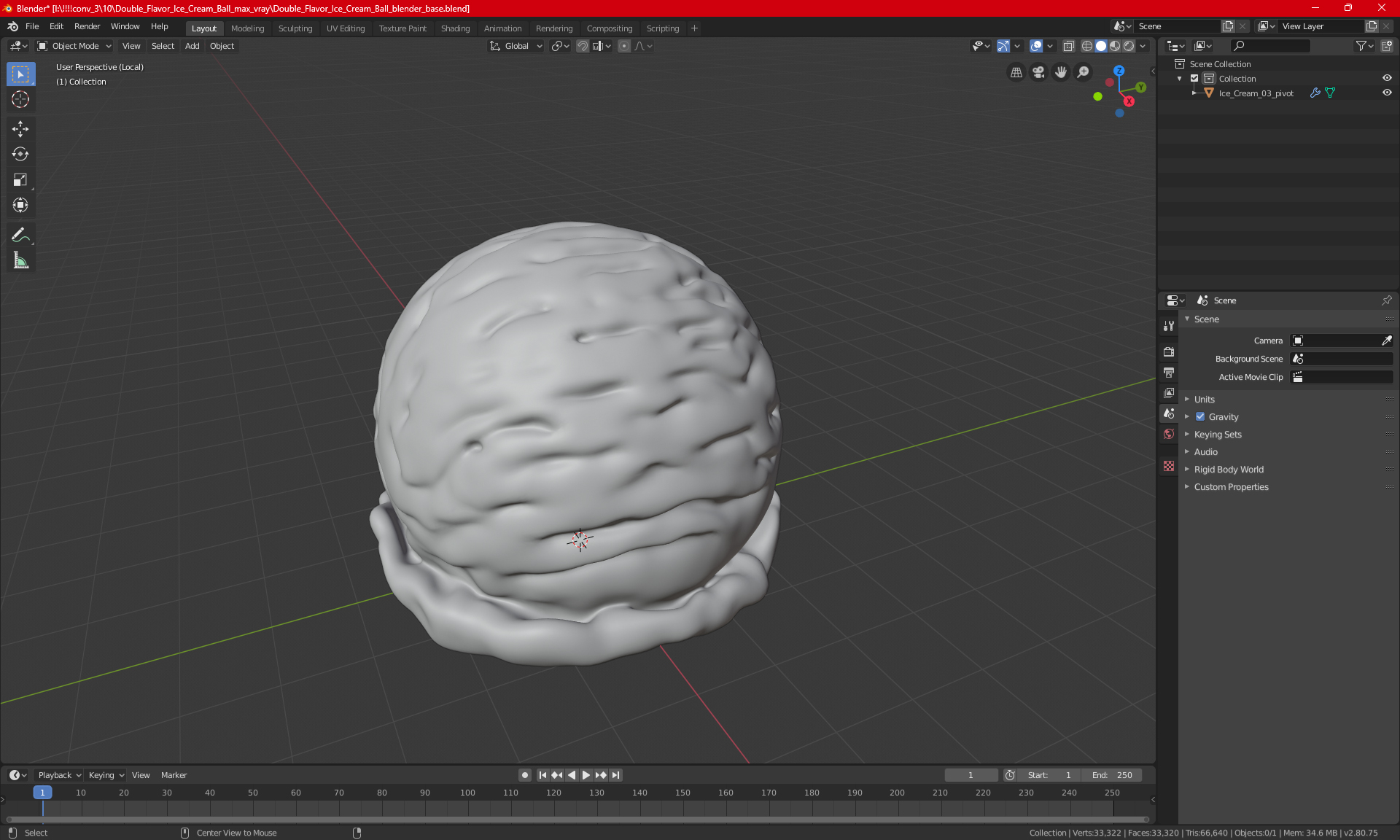 3D model Strawberry Ice Cream Ball
