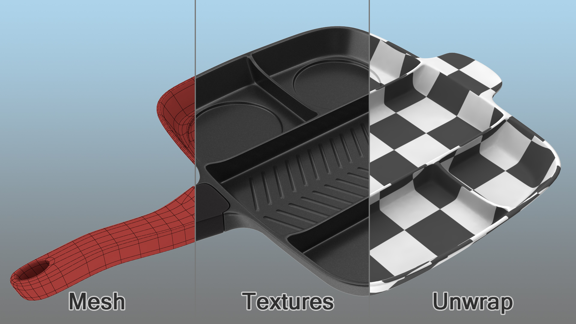 Divided 5 Section Grill Griddle Skillet Generic 3D