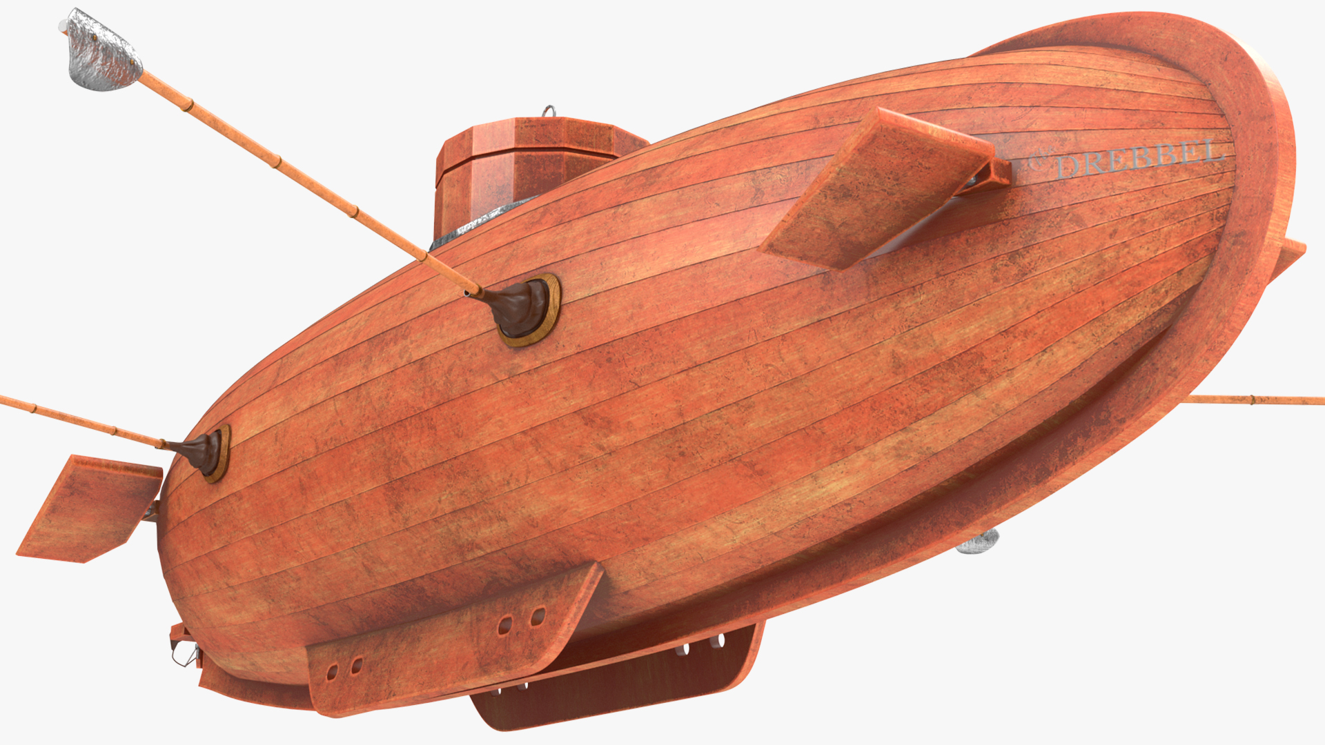 3D Old Wooden Submarine Rigged for Maya