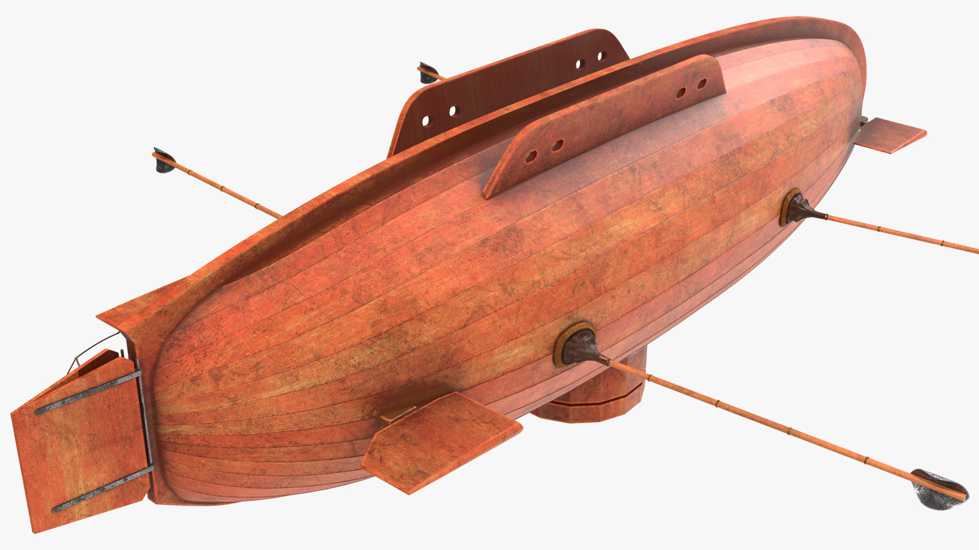 3D Old Wooden Submarine Rigged for Maya