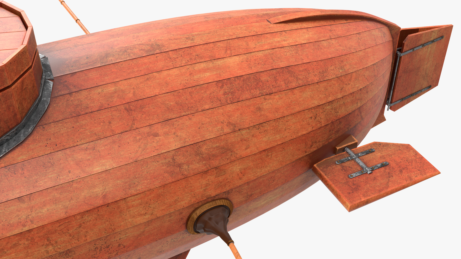 3D Old Wooden Submarine Rigged for Maya