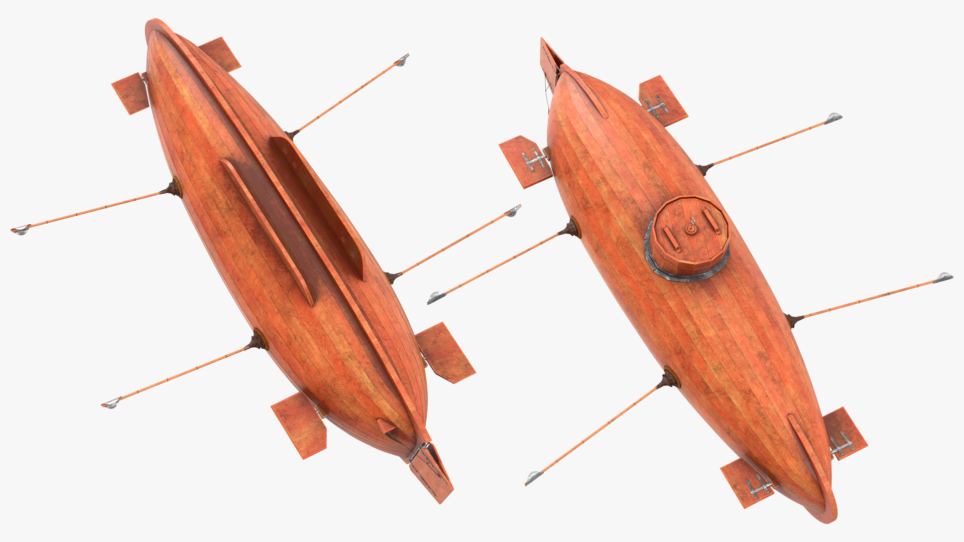 3D Old Wooden Submarine Rigged for Maya