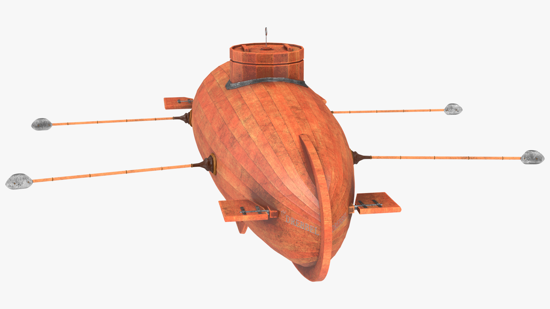 3D Old Wooden Submarine Rigged for Maya