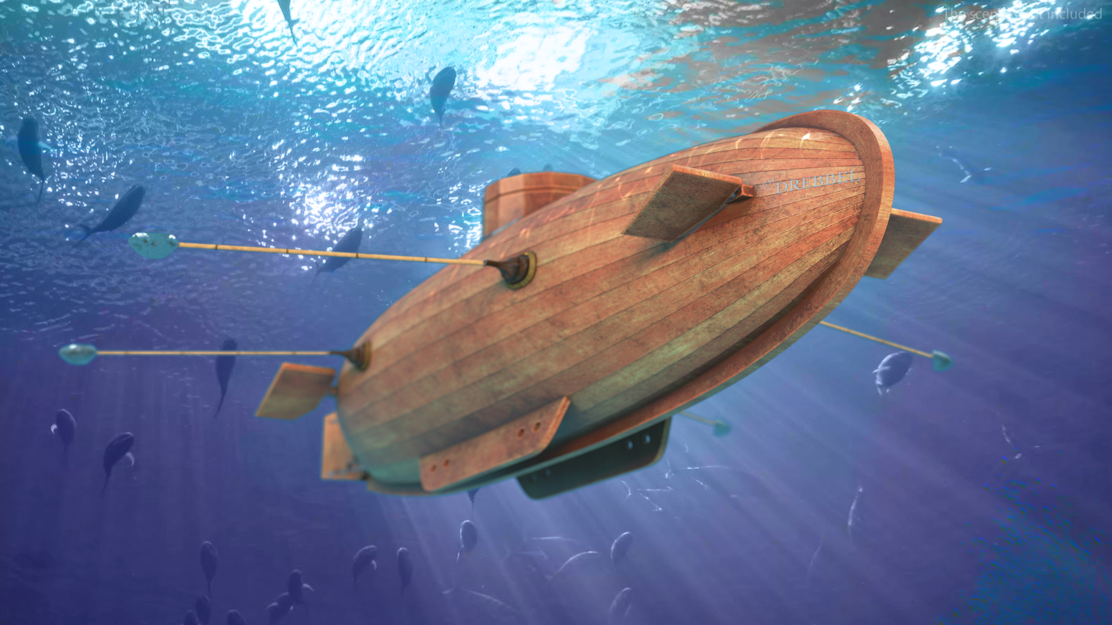3D Old Wooden Submarine Rigged for Maya
