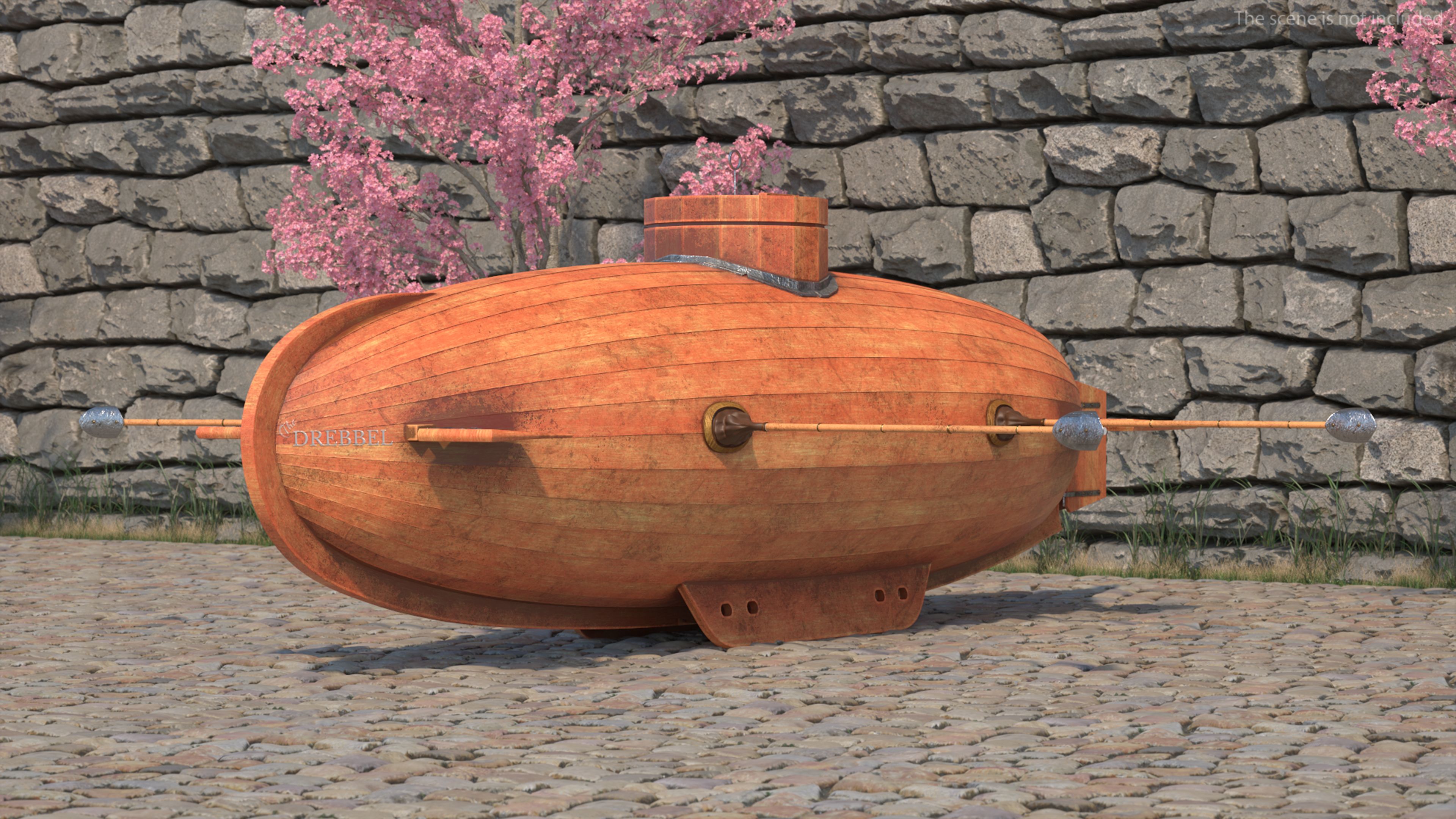3D Old Wooden Submarine Rigged for Maya