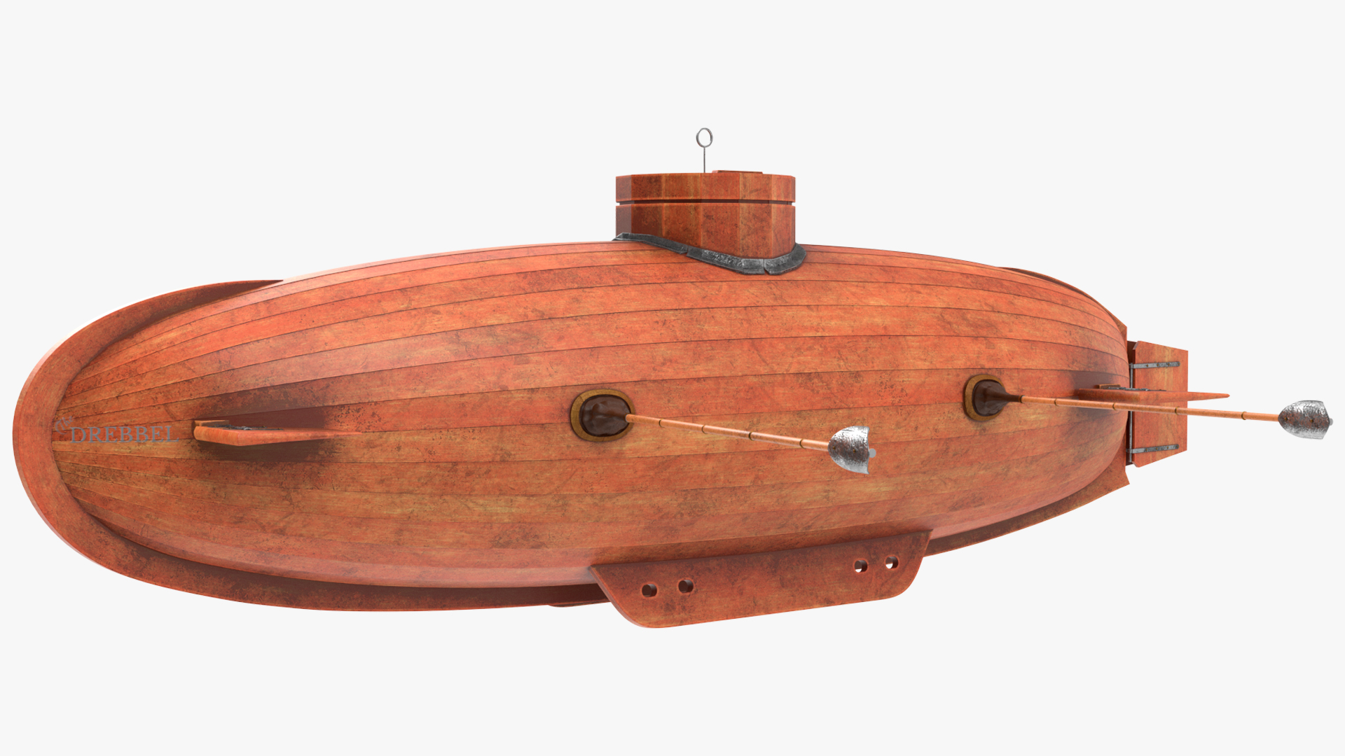 3D Old Wooden Submarine Rigged for Maya