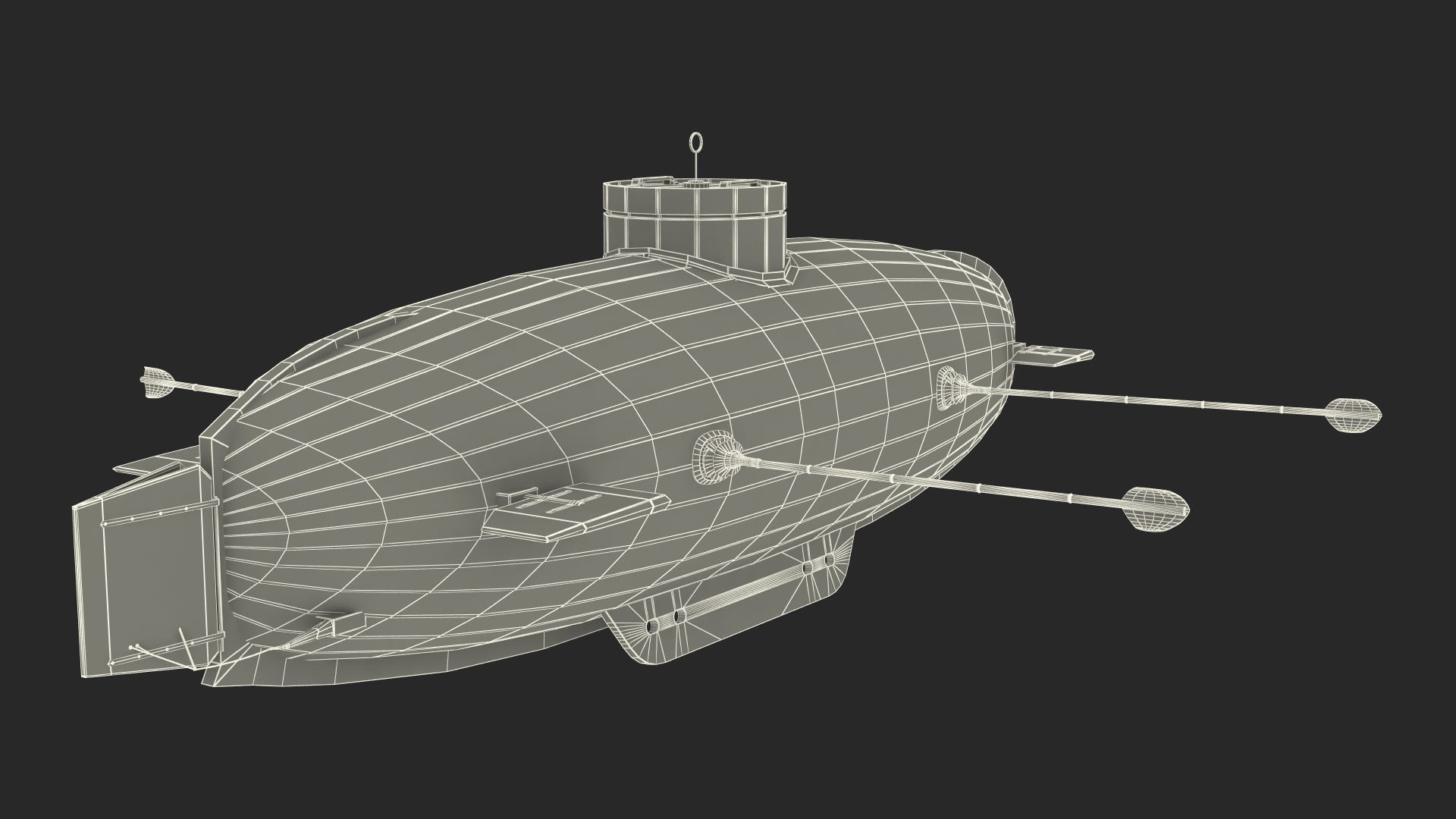 3D Old Wooden Submarine Rigged for Maya
