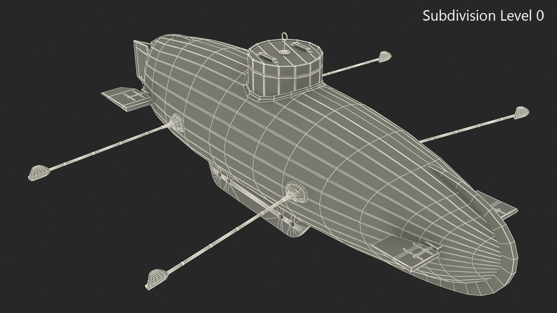 3D Old Wooden Submarine Rigged for Maya