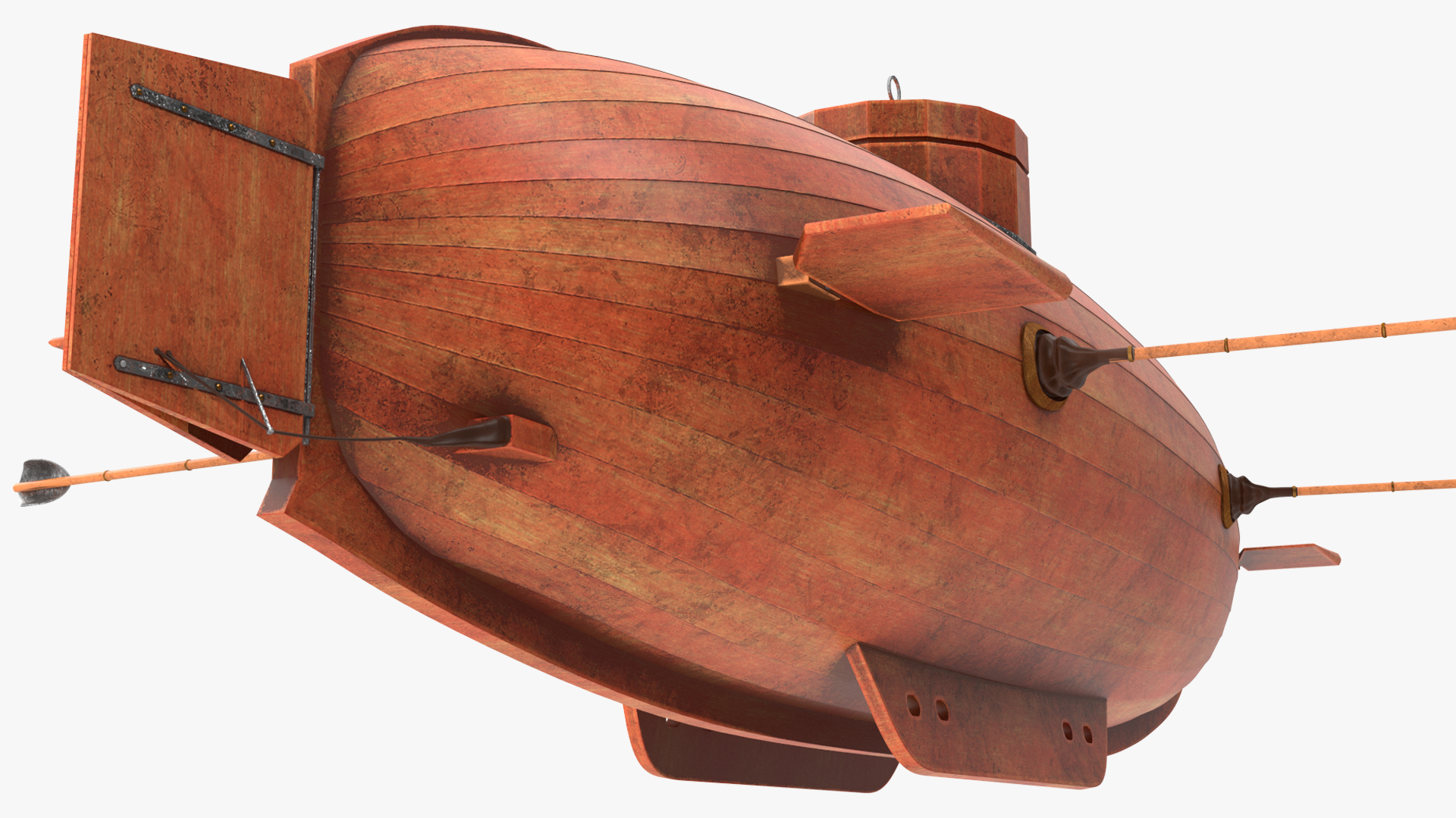 3D Old Wooden Submarine Rigged for Maya