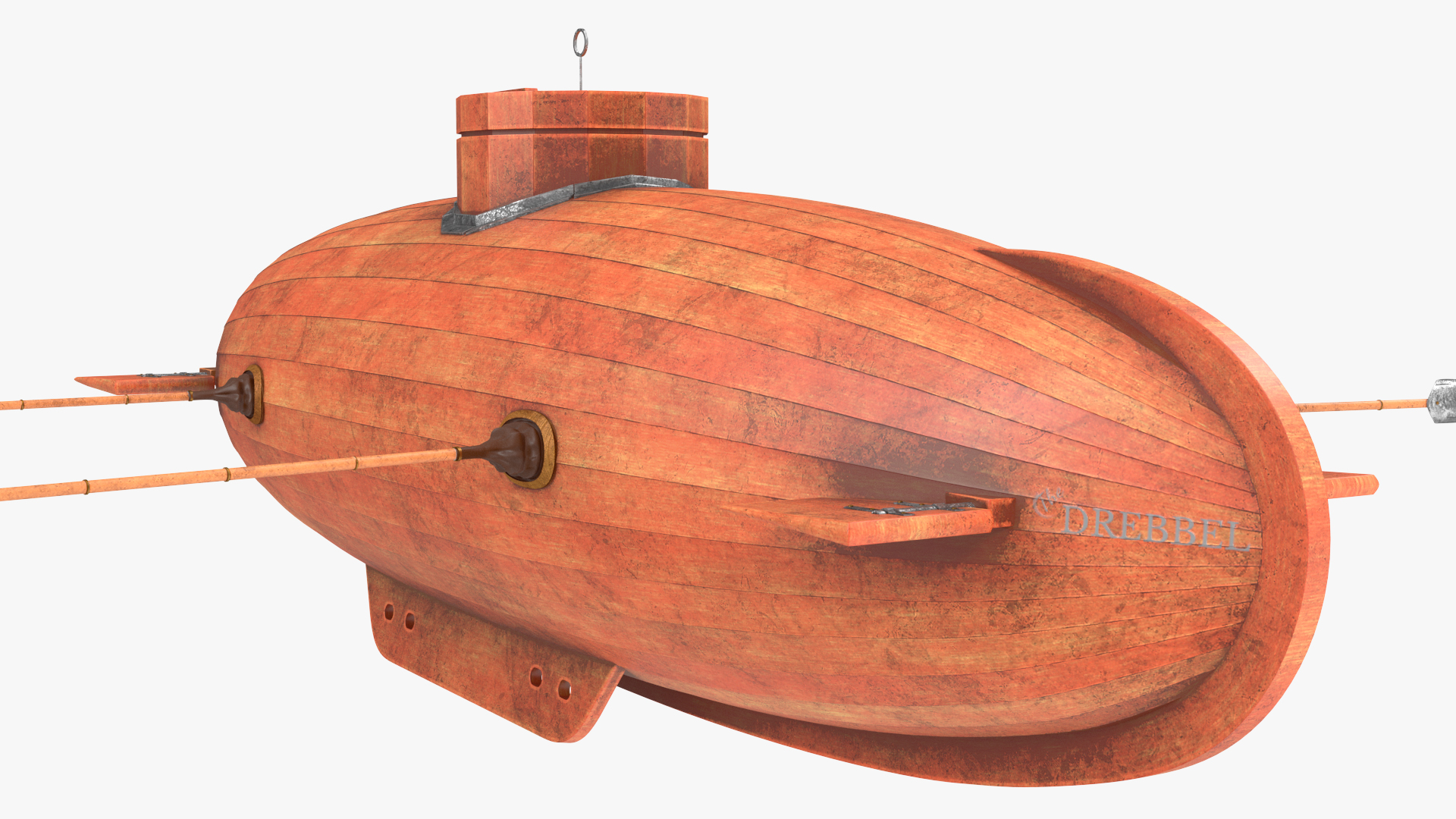 3D Old Wooden Submarine Rigged for Maya