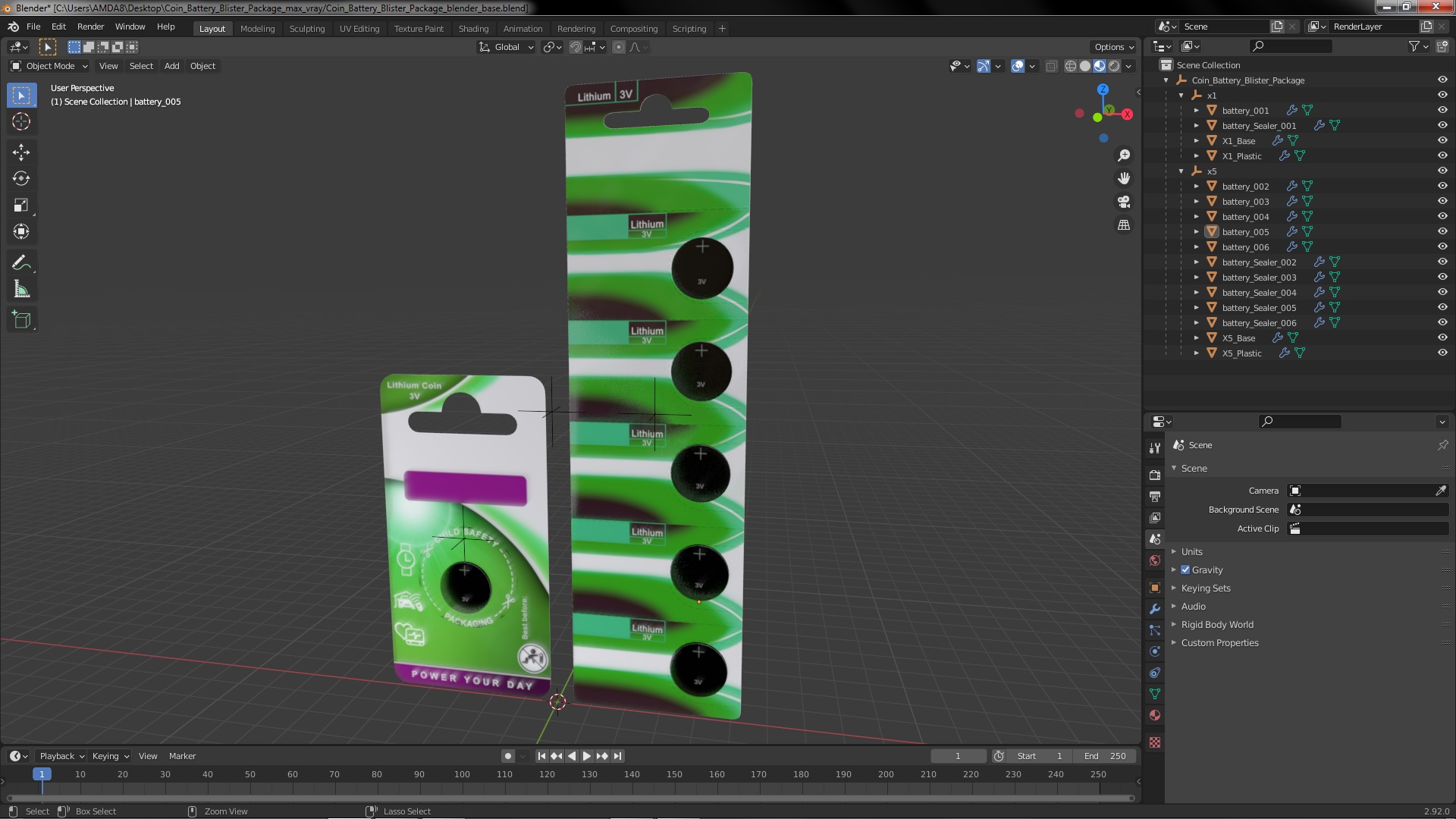 3D Coin Battery Blister Package model