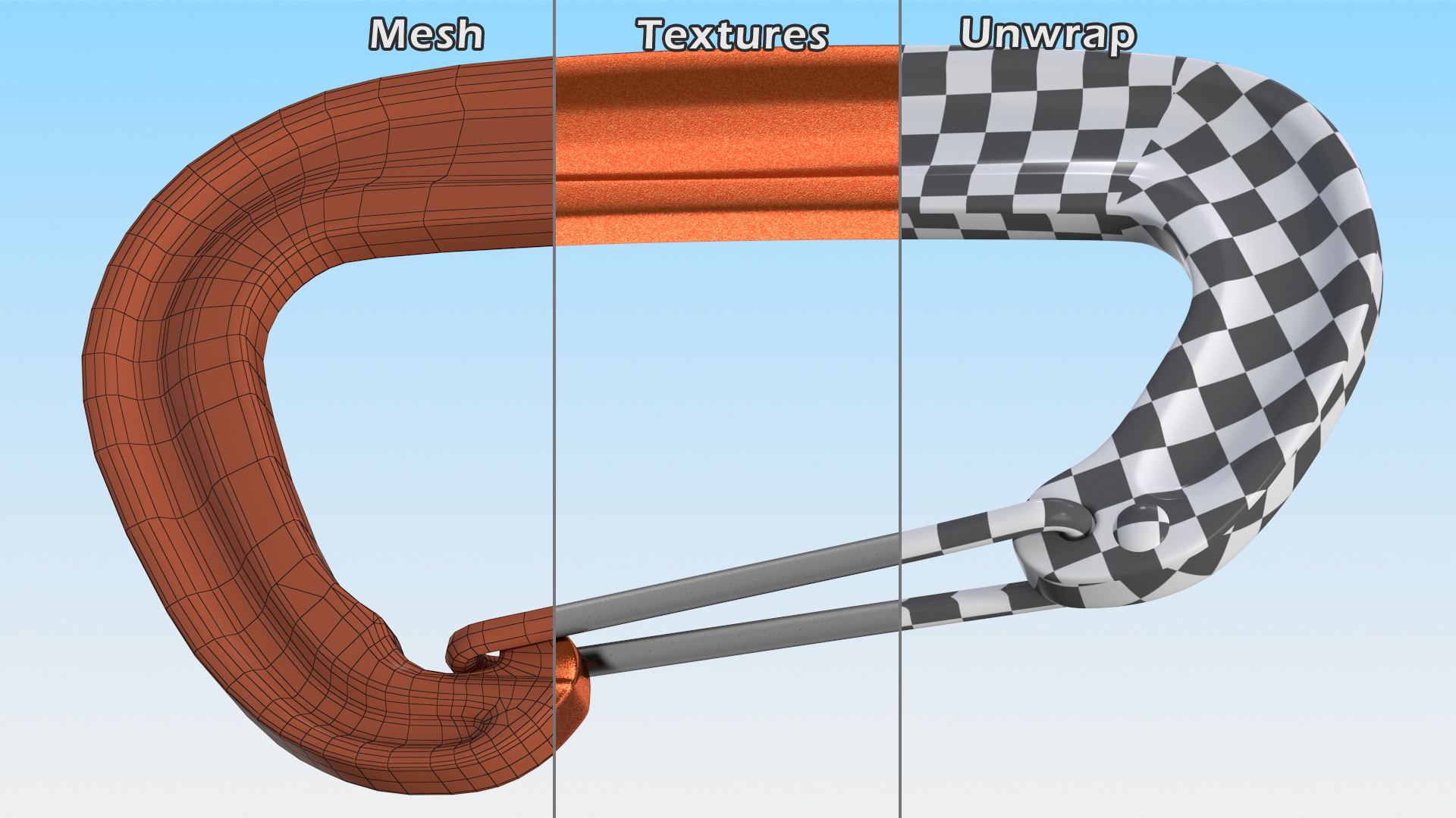 3D Carabiner Closed Orange model