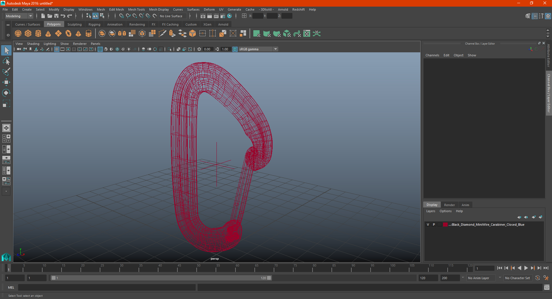 3D Carabiner Closed Orange model