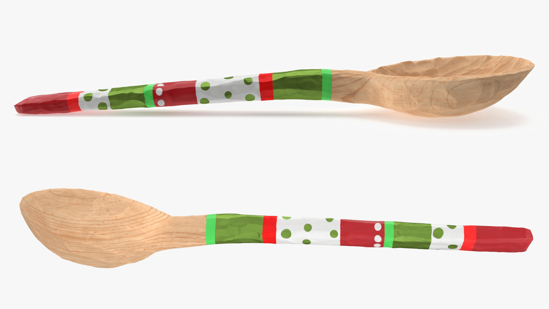 Carved Wooden Spoon Painted 3D