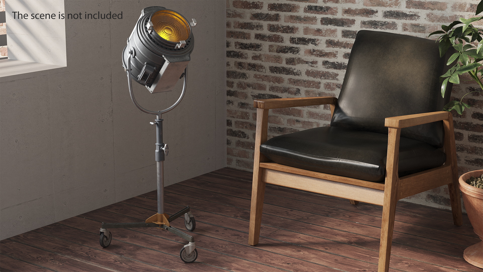 3D model Vintage Studio Spotlight on Stand Light is On