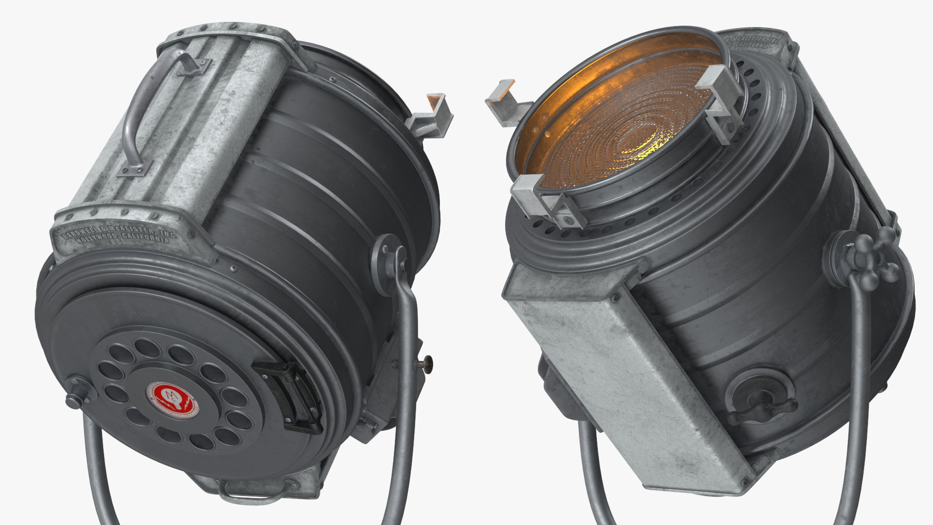 3D model Vintage Studio Spotlight on Stand Light is On