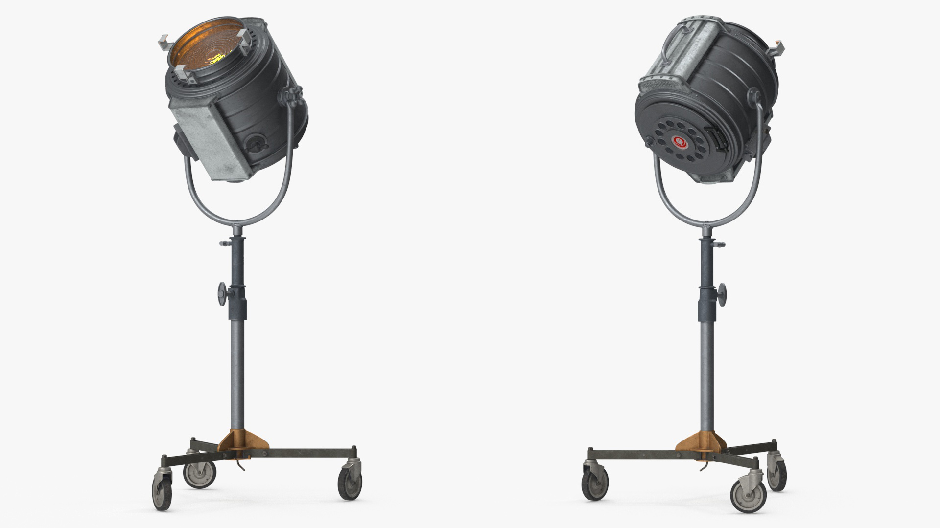 3D model Vintage Studio Spotlight on Stand Light is On