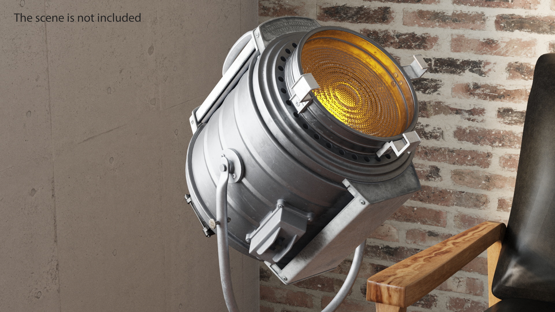 3D model Vintage Studio Spotlight on Stand Light is On