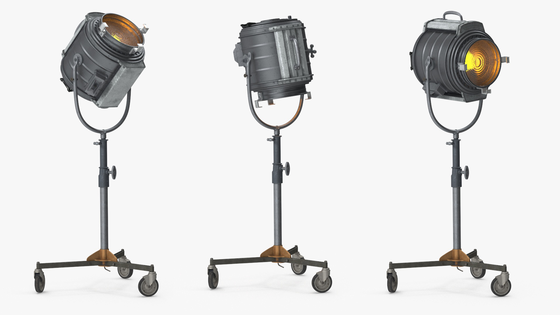 3D model Vintage Studio Spotlight on Stand Light is On