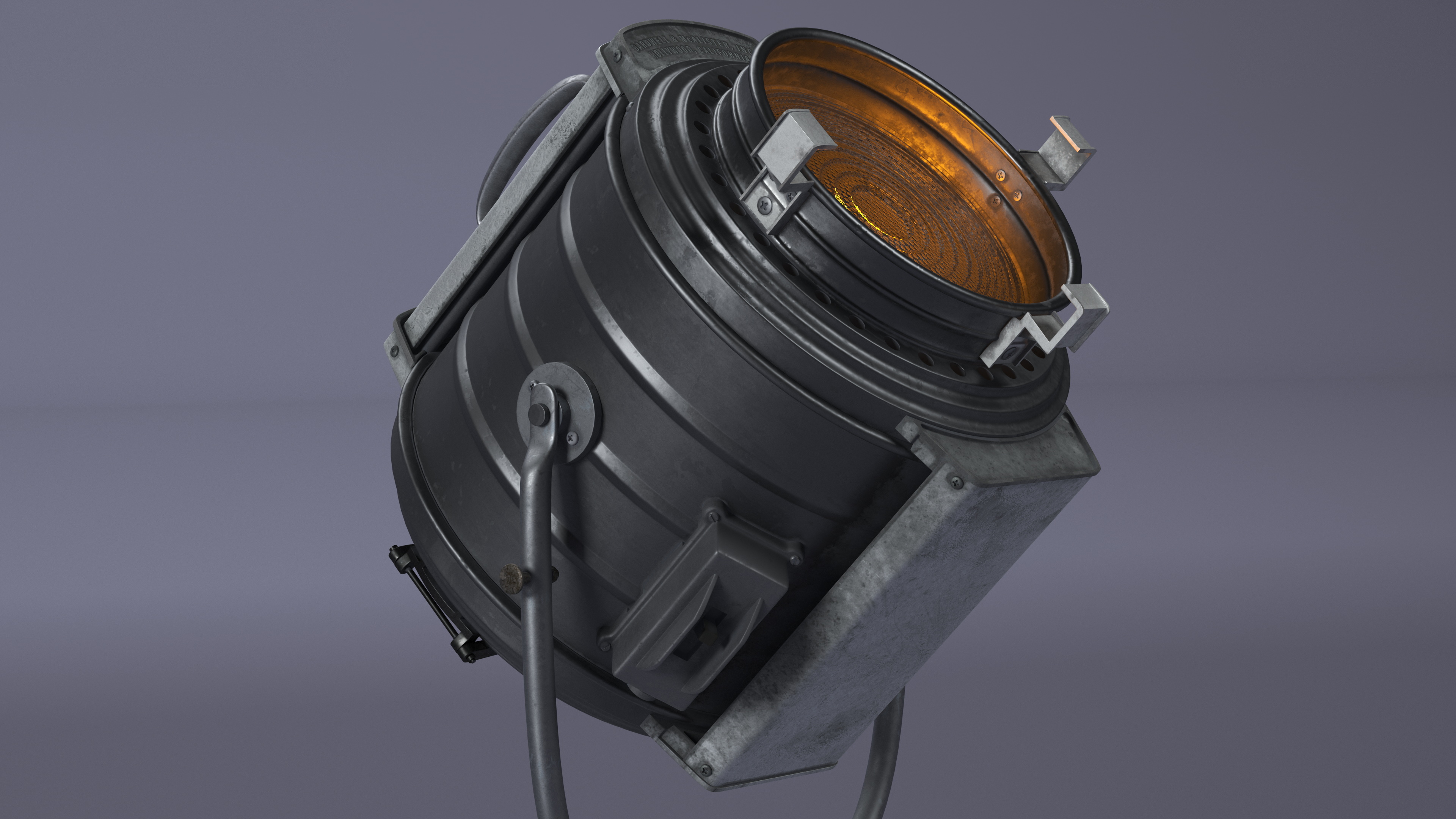 3D model Vintage Studio Spotlight on Stand Light is On
