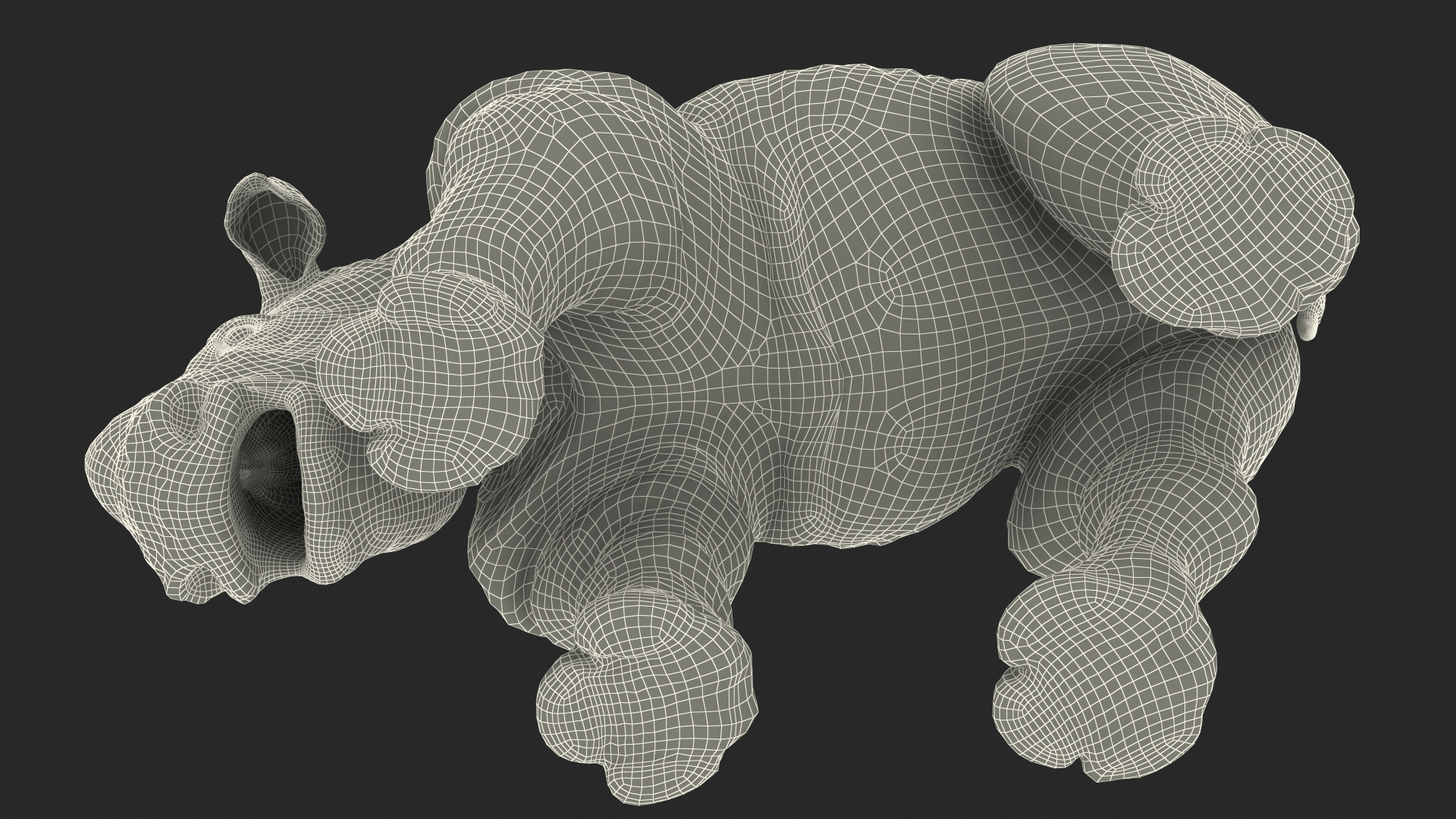 3D Baby Rhino Drinking Pose Fur model