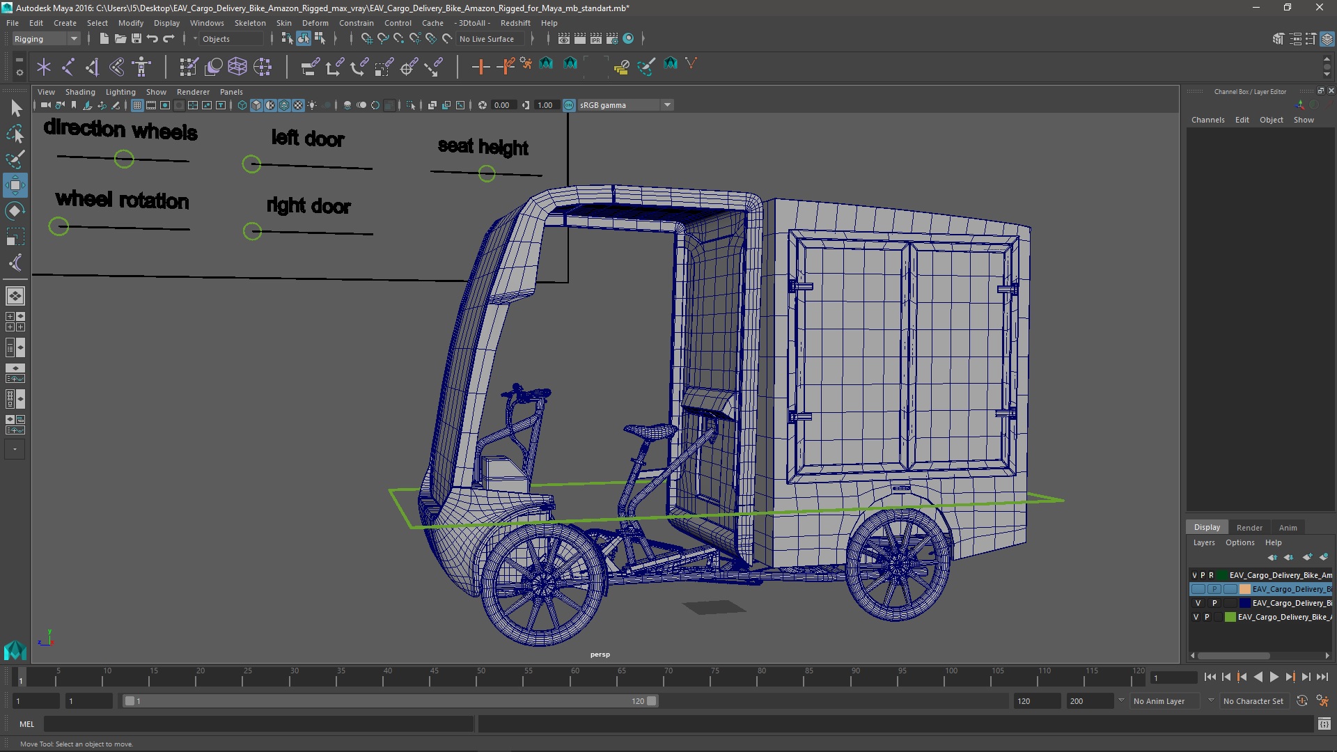 3D EAV Cargo Delivery Bike Amazon Rigged for Maya