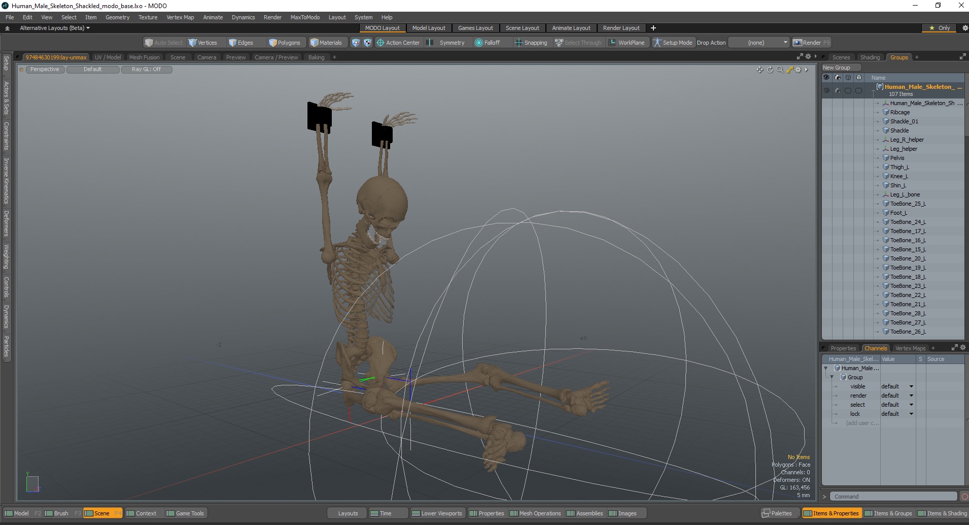 3D Human Male Skeleton Shackled model