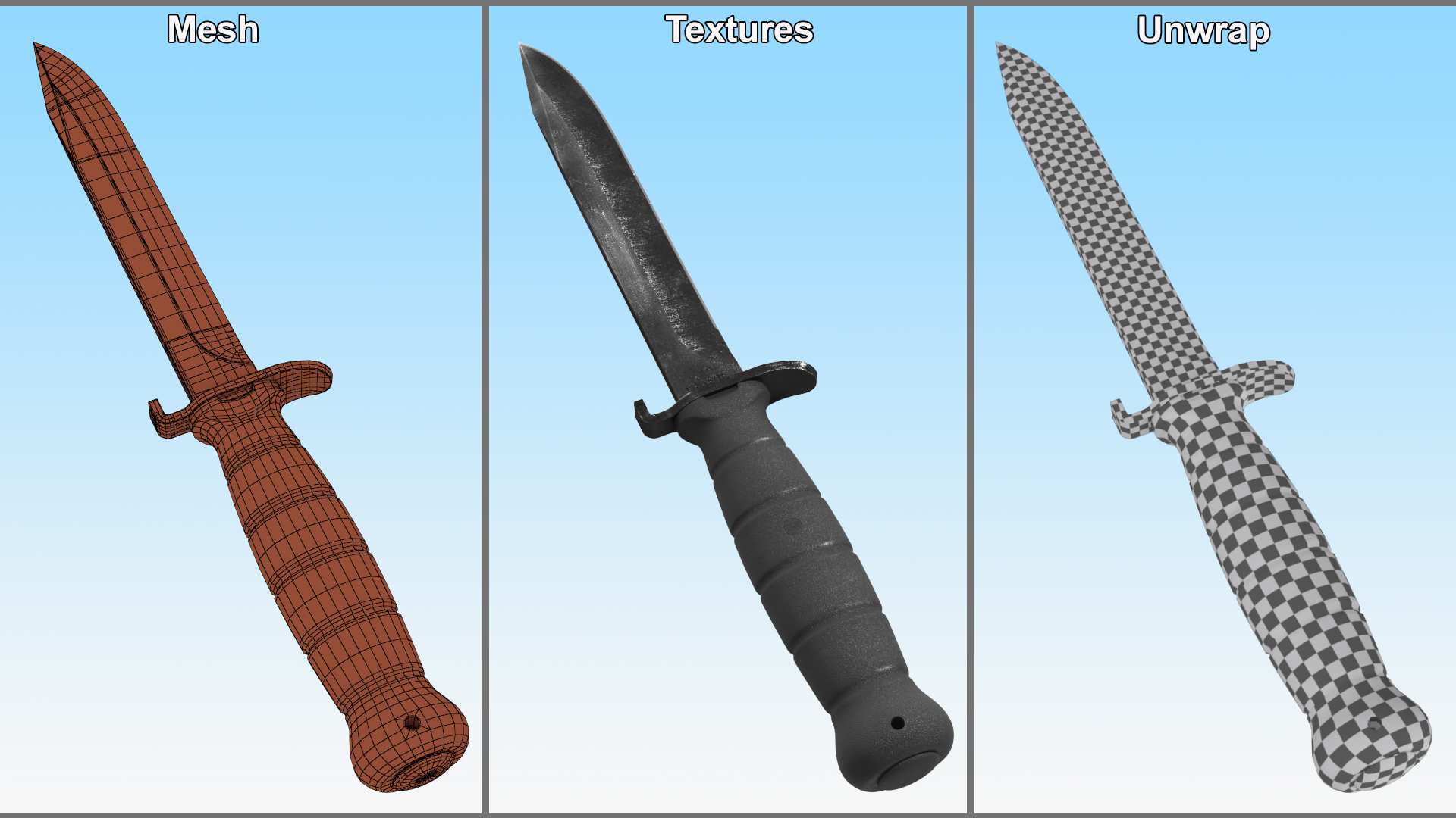 3D Tactical Combat Knife Glock FM 78 model