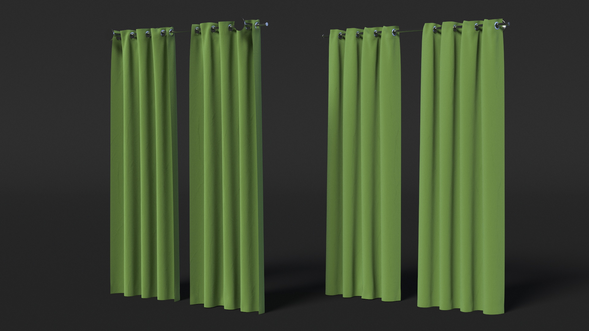 3D Classic Drapery on Metal Curtain Rod