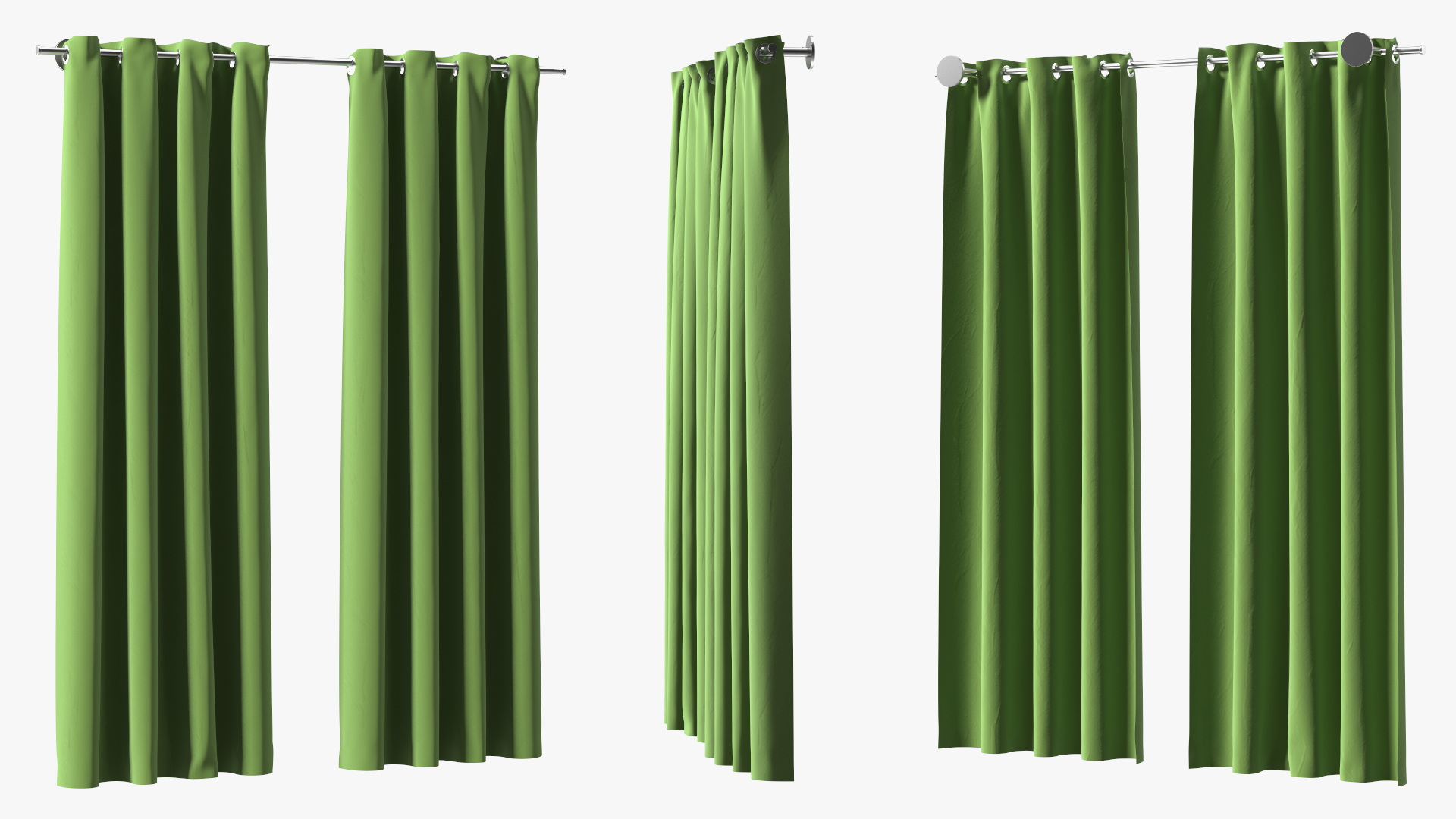 3D Classic Drapery on Metal Curtain Rod