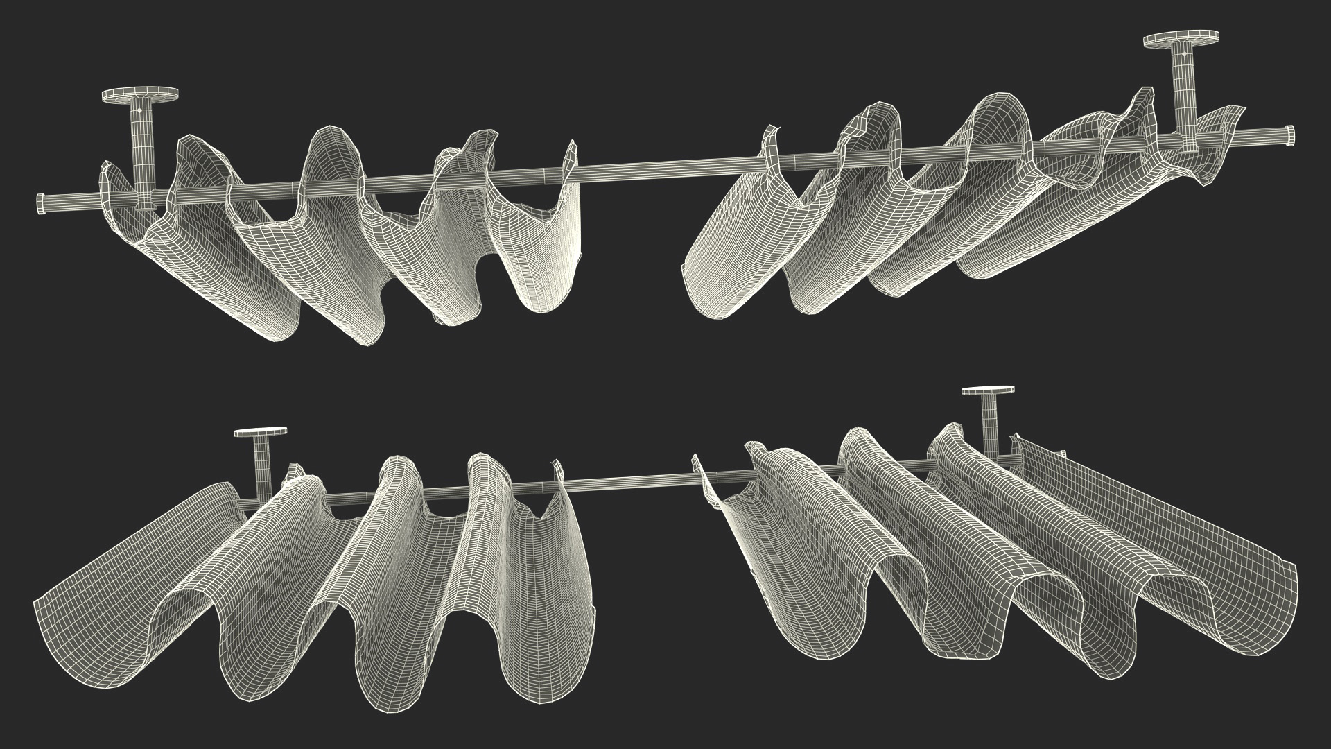 3D Classic Drapery on Metal Curtain Rod