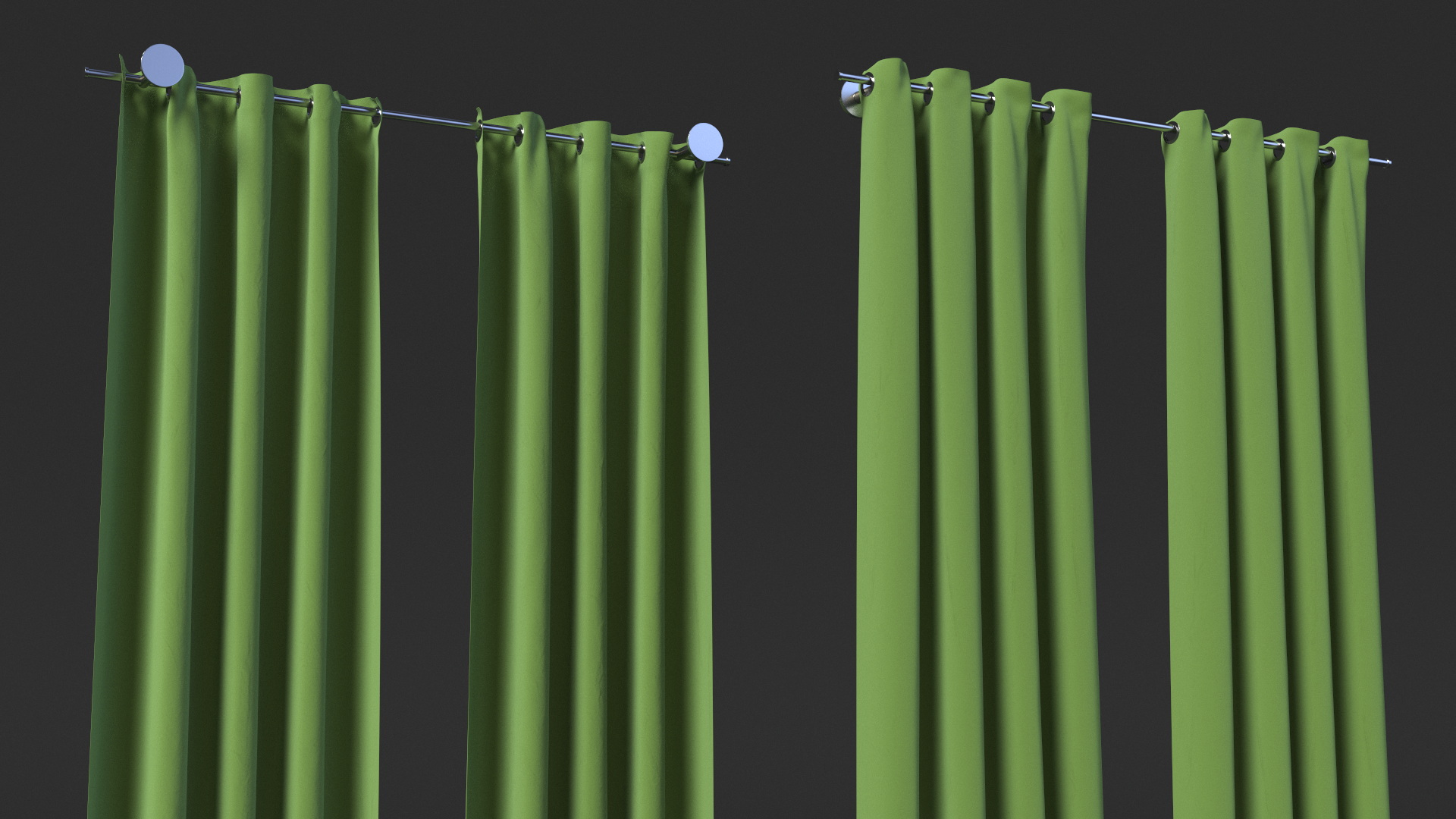 3D Classic Drapery on Metal Curtain Rod
