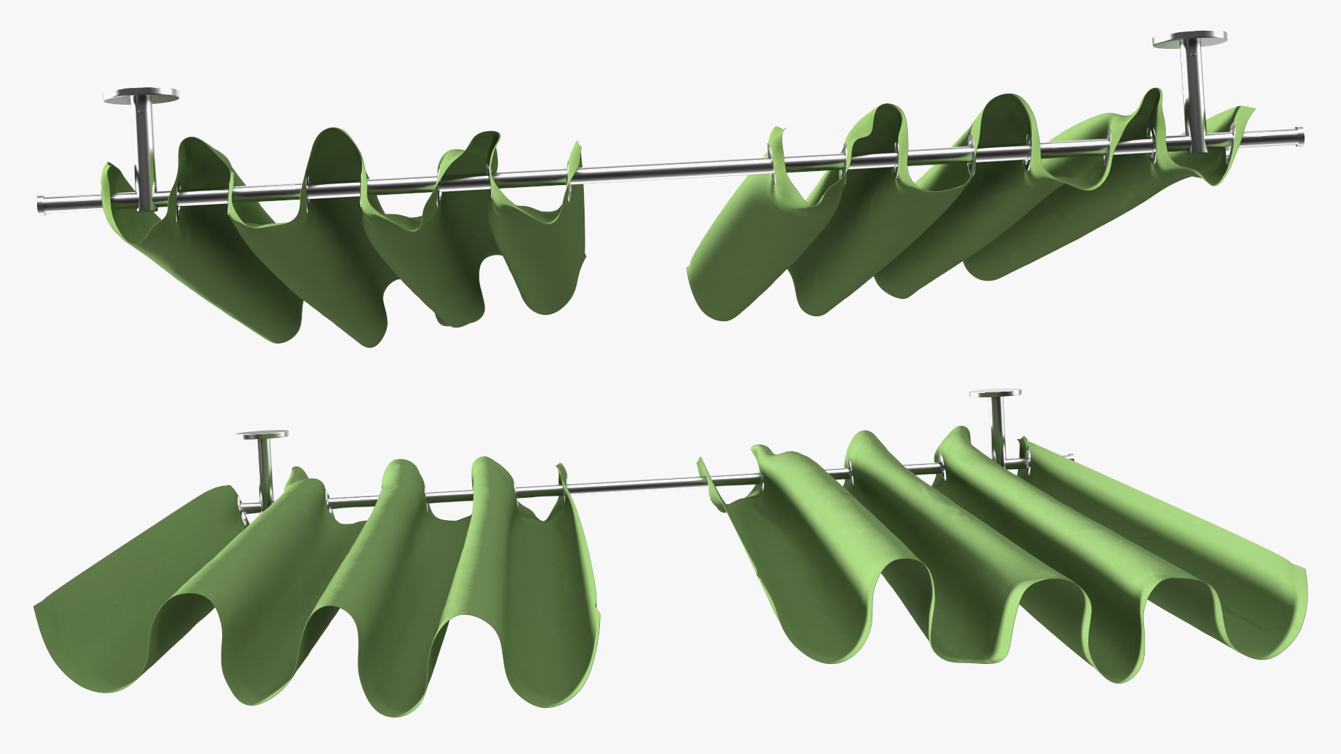 3D Classic Drapery on Metal Curtain Rod