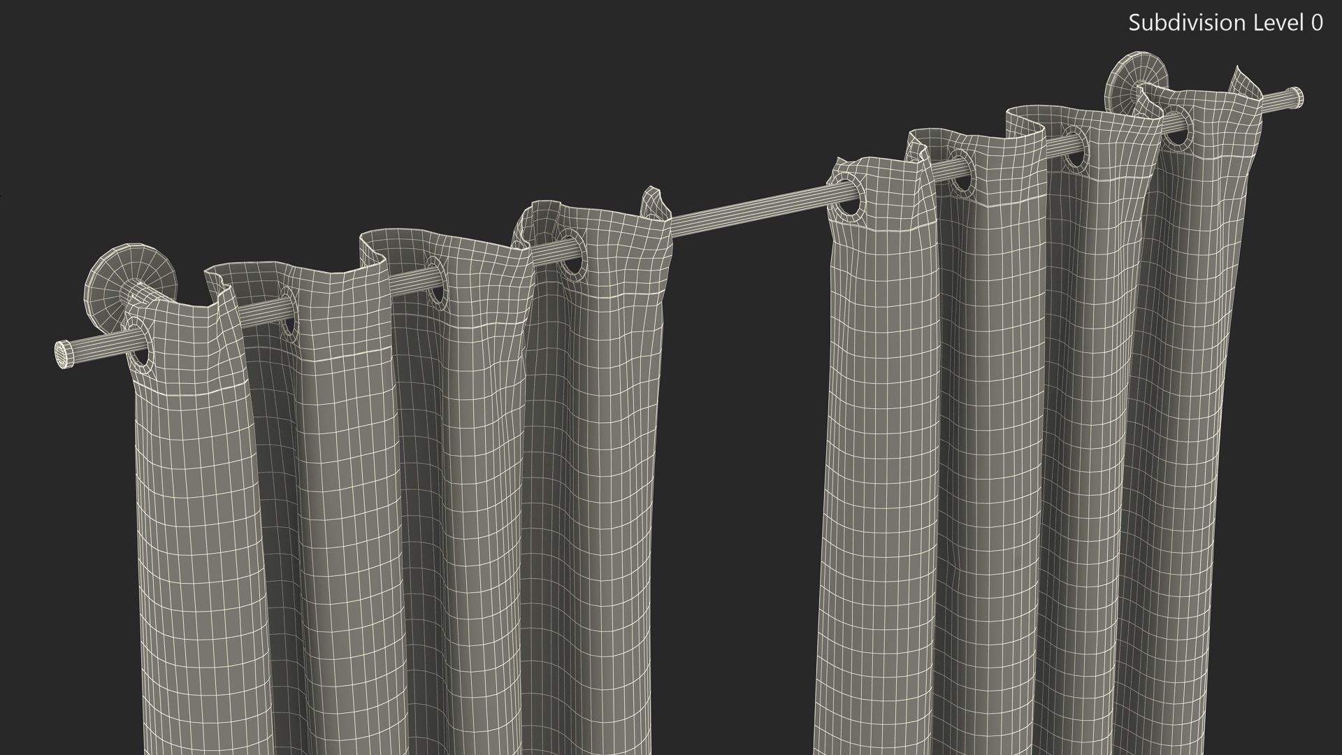 3D Classic Drapery on Metal Curtain Rod