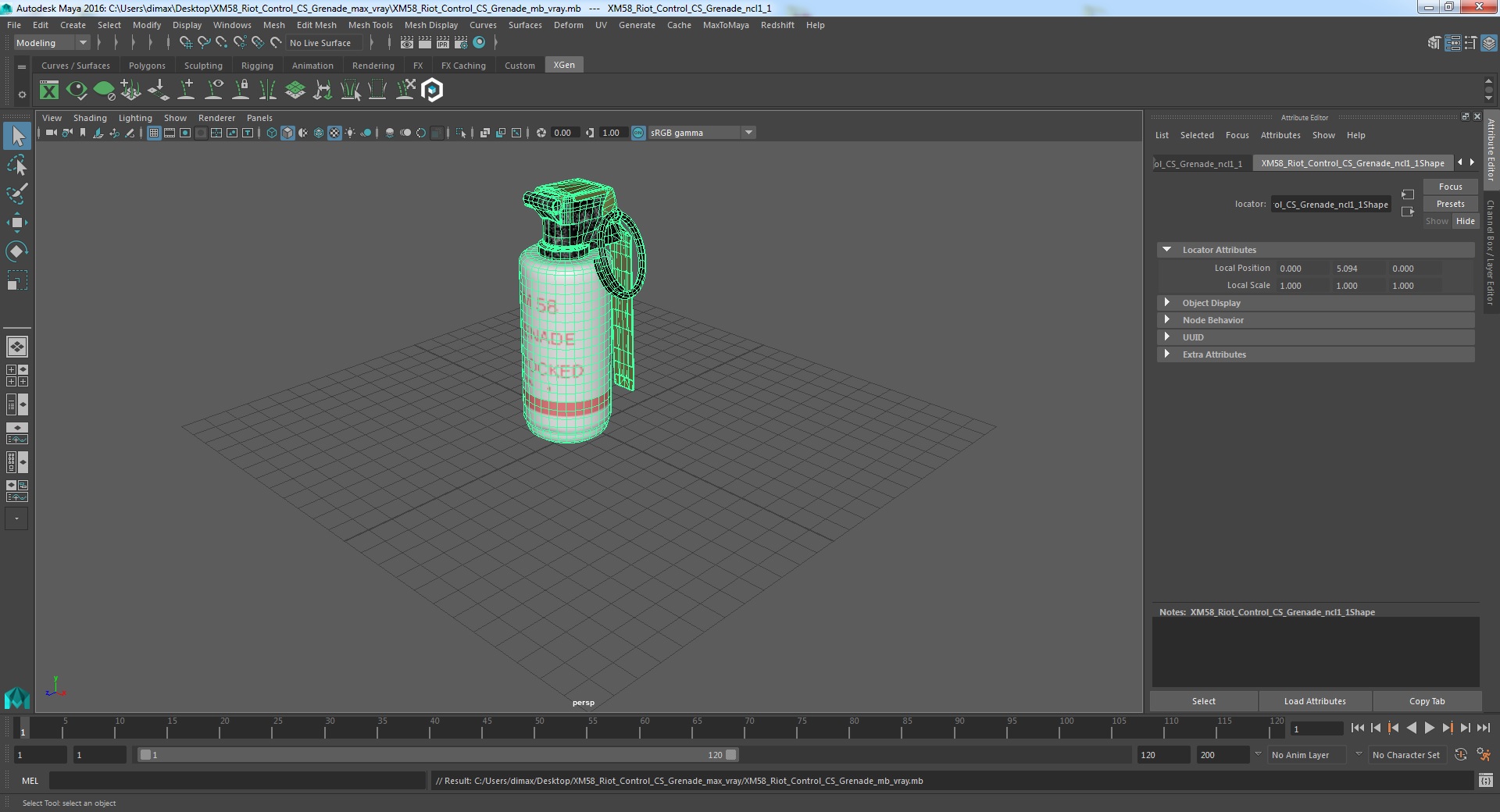 3D XM58 Riot Control CS Grenade model