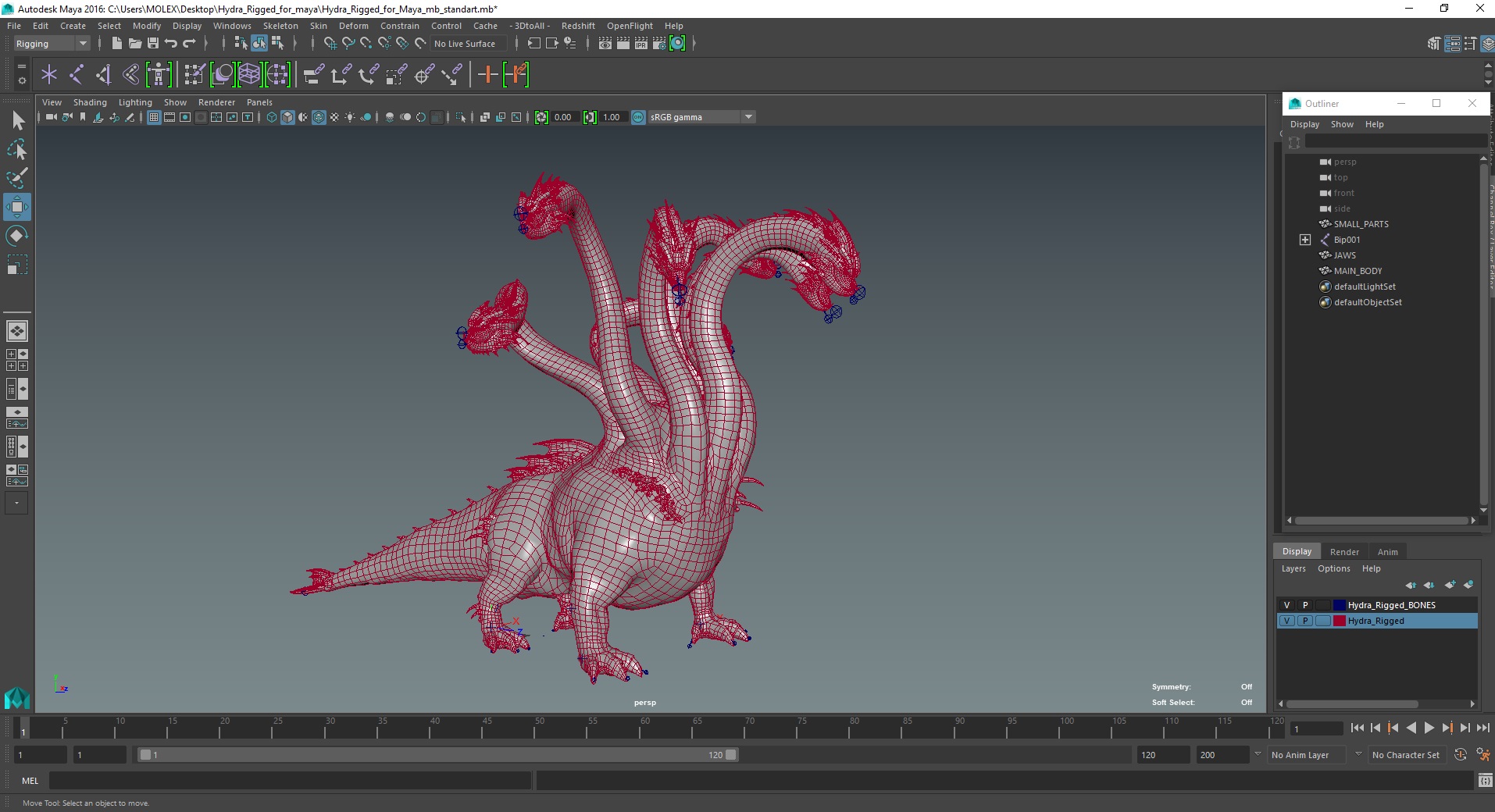3D Hydra Rigged for Maya