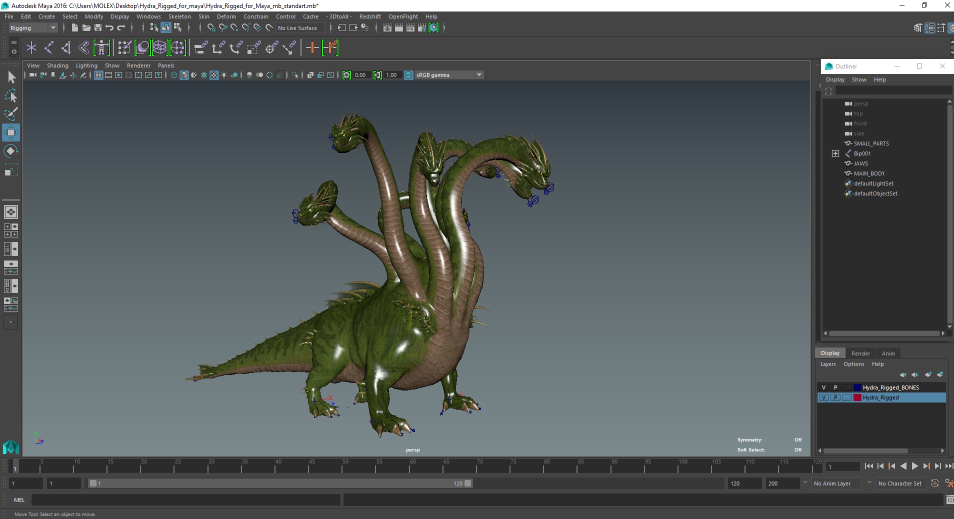 3D Hydra Rigged for Maya