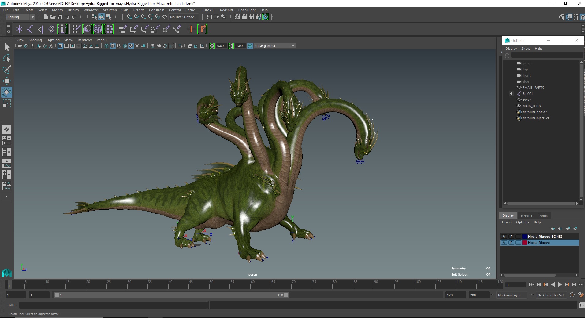 3D Hydra Rigged for Maya