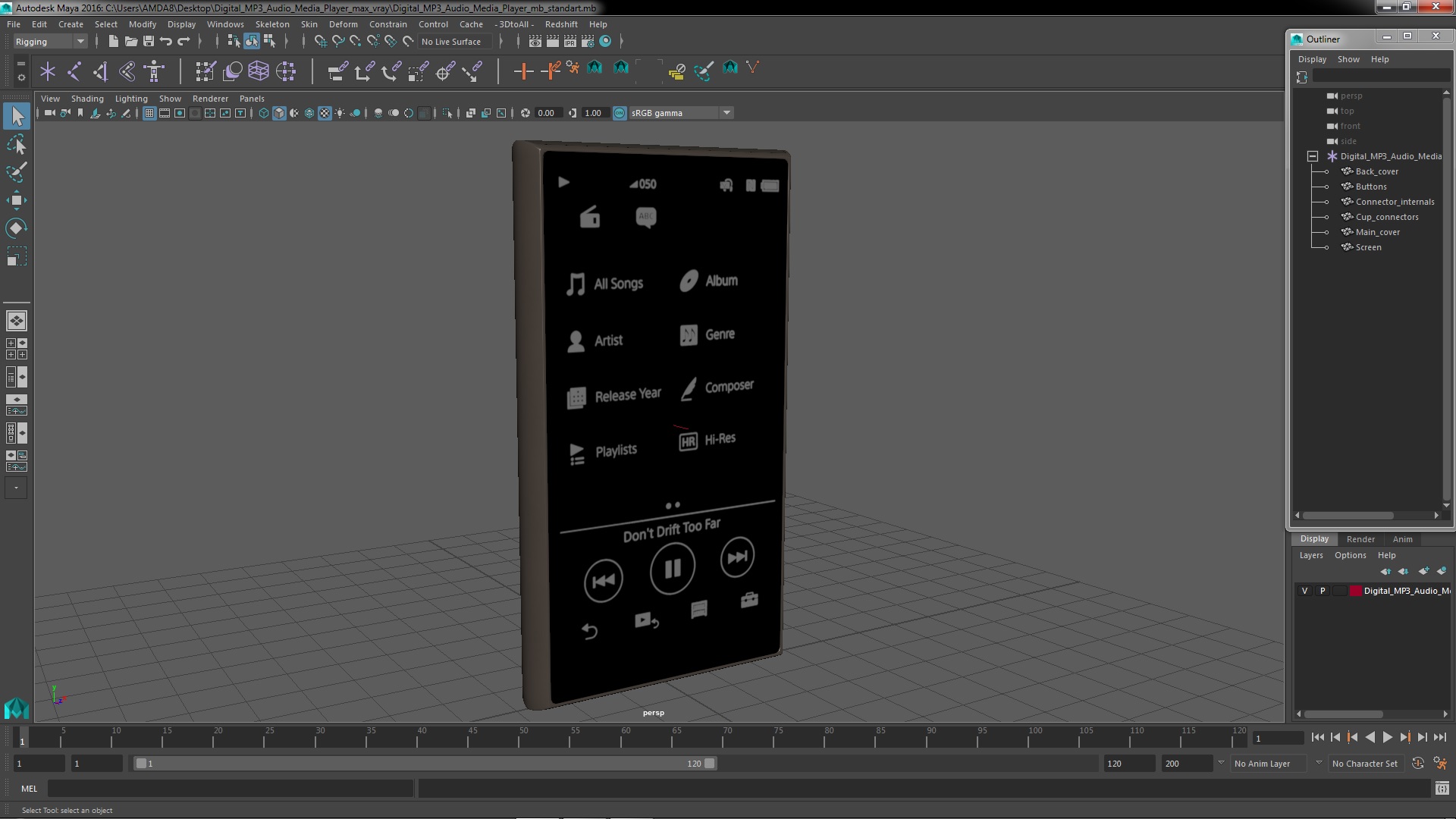 3D model Digital MP3 Audio Media Player