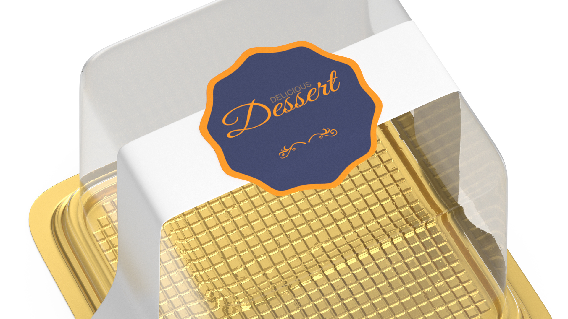 3D Cake Slice Box Square Gold