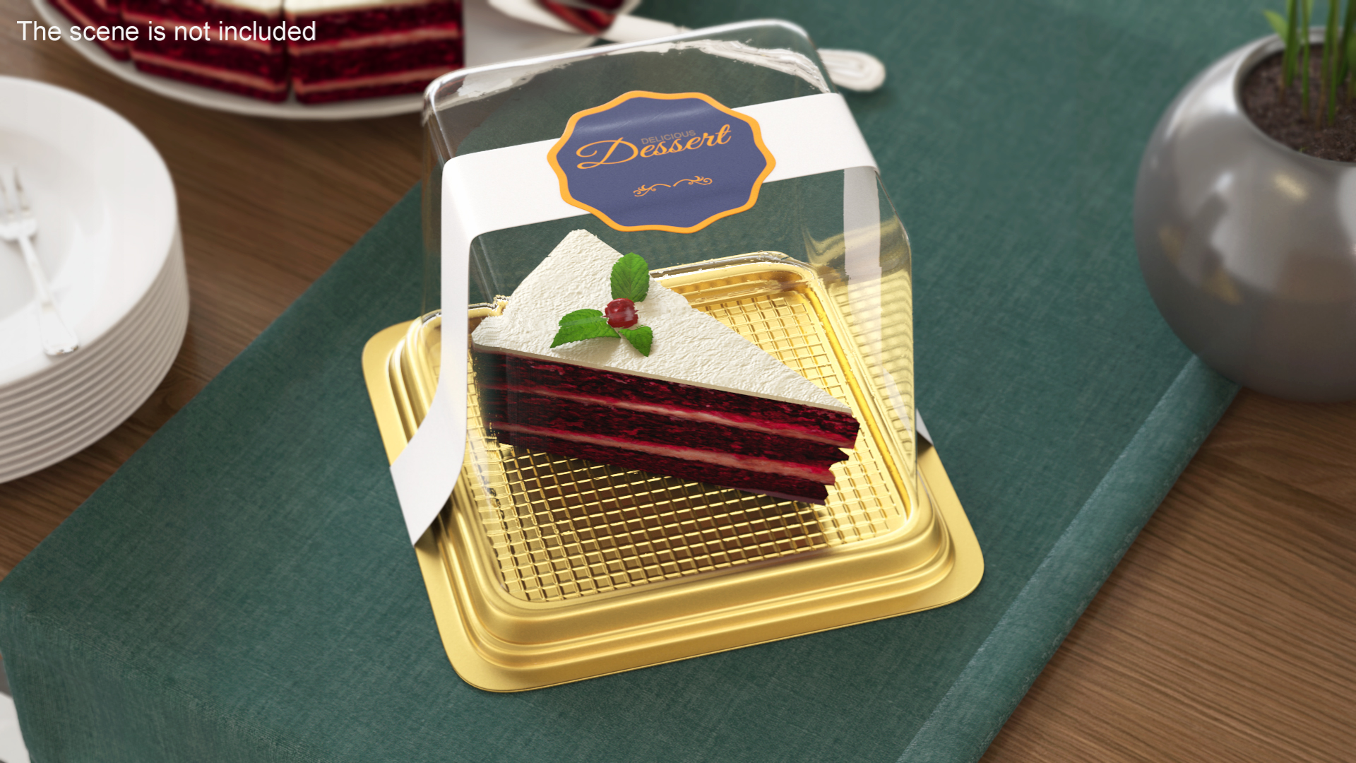 3D Cake Slice Box Square Gold