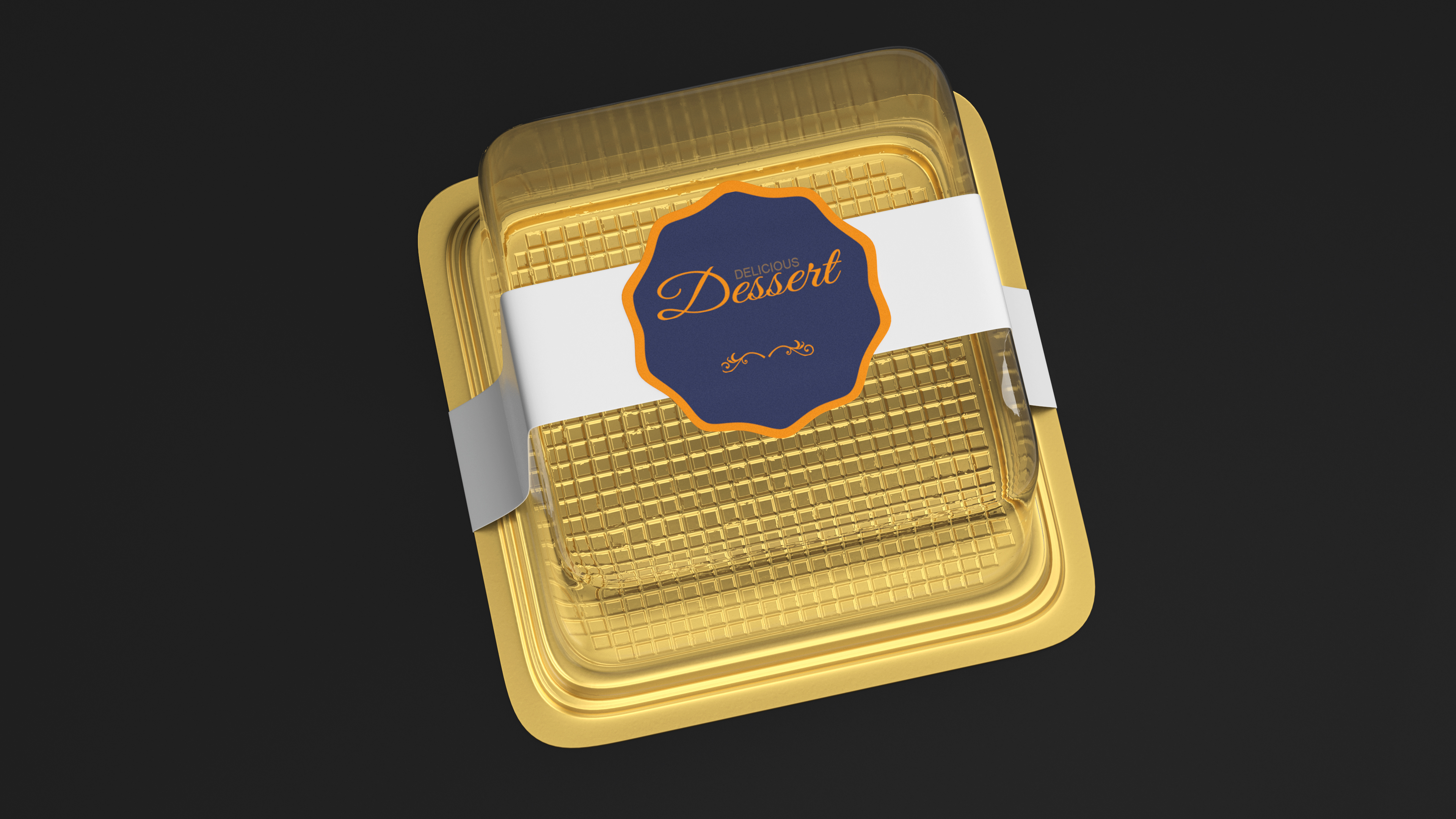 3D Cake Slice Box Square Gold
