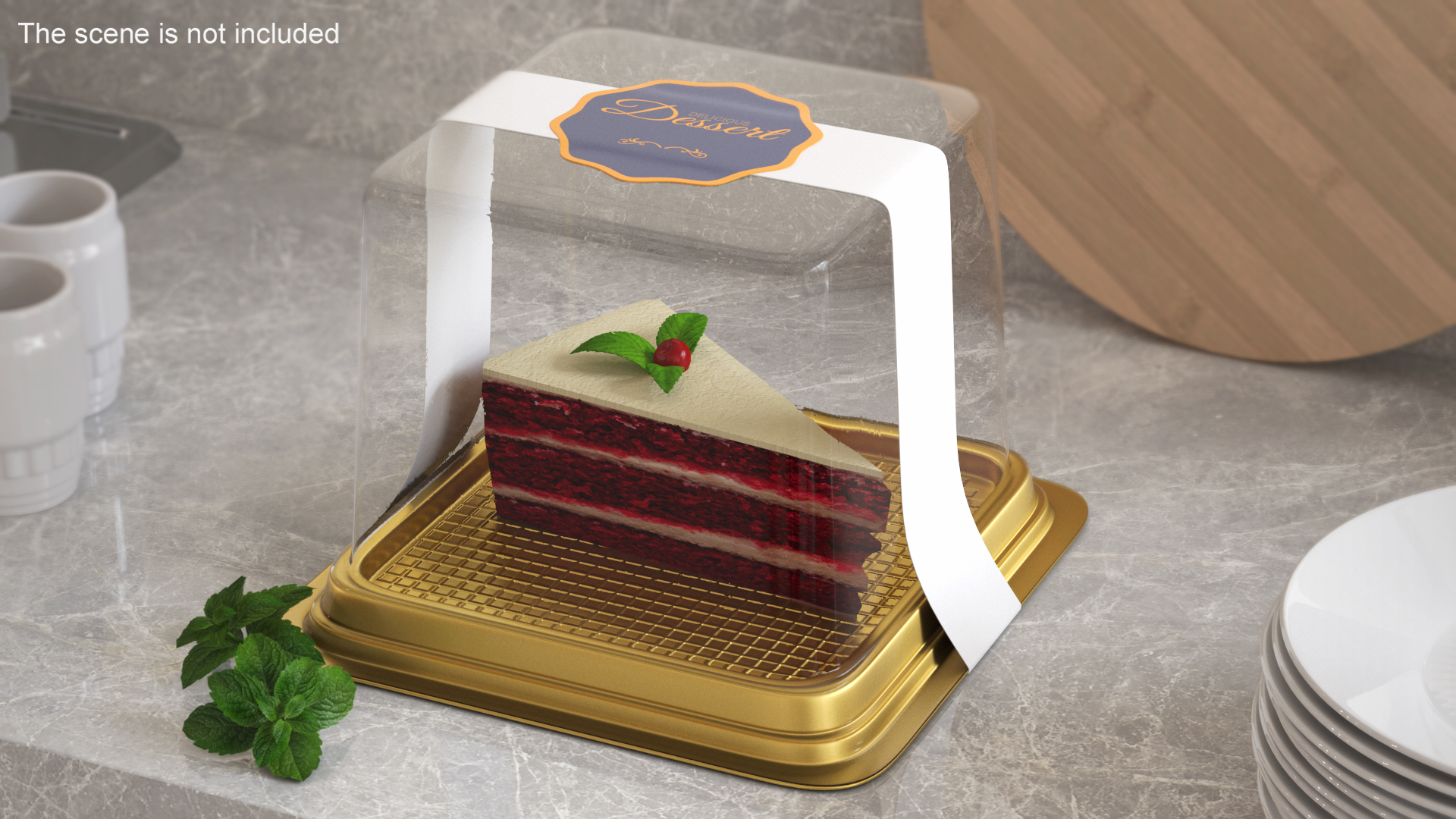 3D Cake Slice Box Square Gold