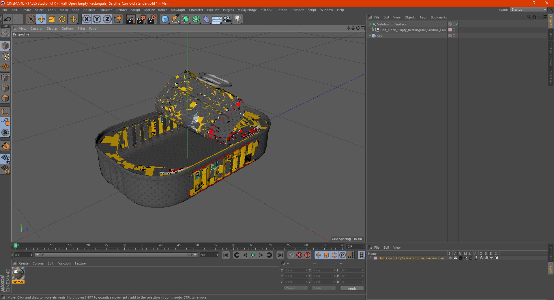 Half Open Empty Rectangular Sardine Can 3D model