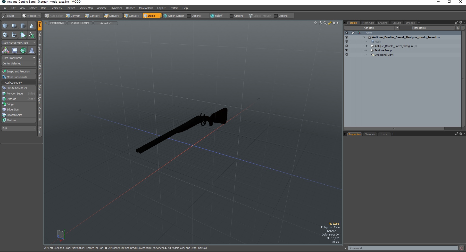 Antique Double Barrel Shotgun 3D model