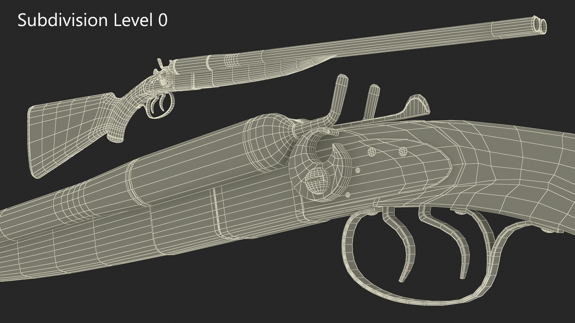 Antique Double Barrel Shotgun 3D model