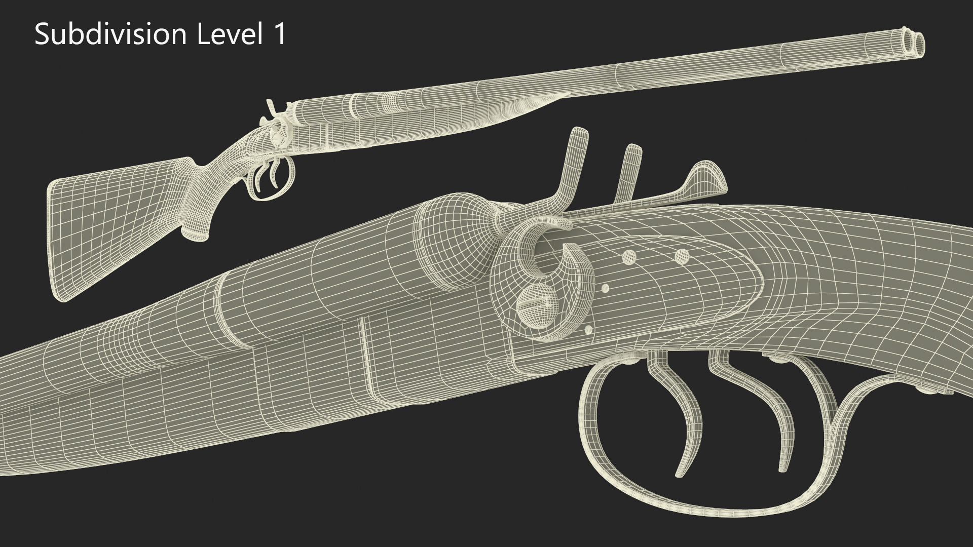 Antique Double Barrel Shotgun 3D model