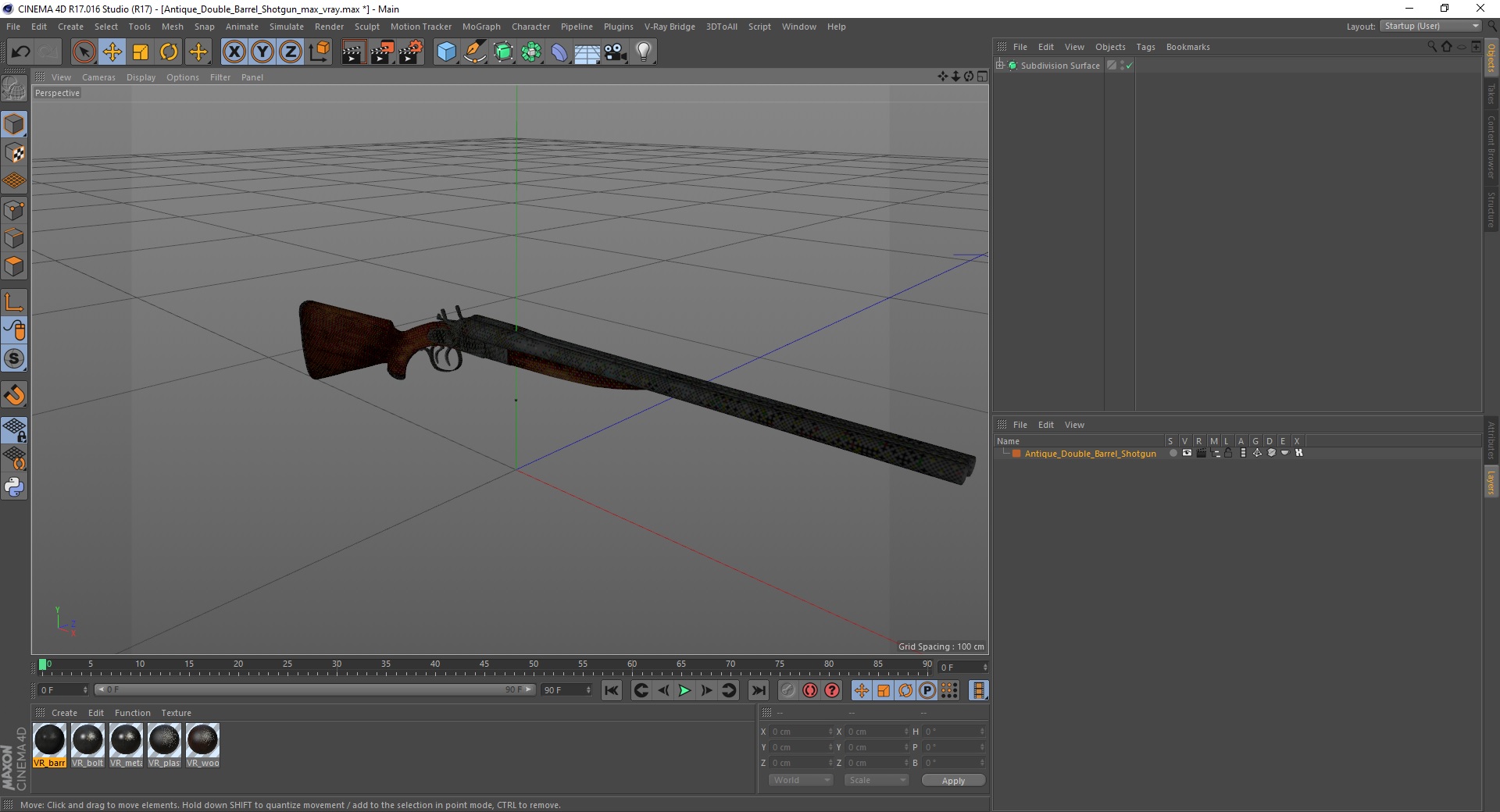 Antique Double Barrel Shotgun 3D model