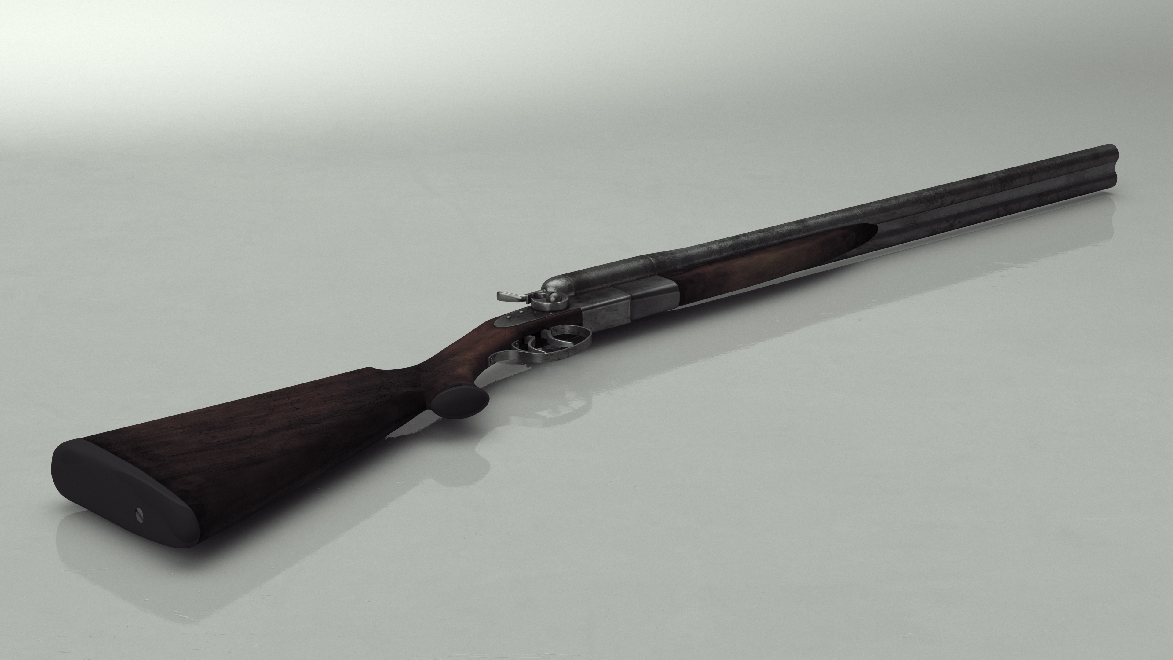 Antique Double Barrel Shotgun 3D model