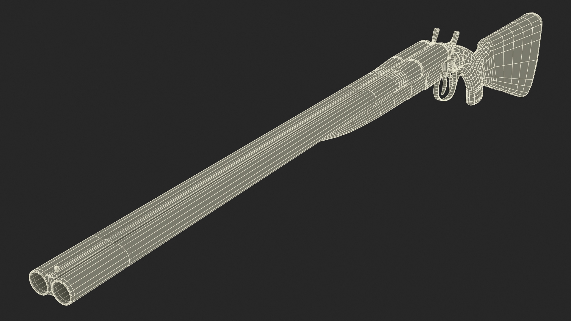 Antique Double Barrel Shotgun 3D model